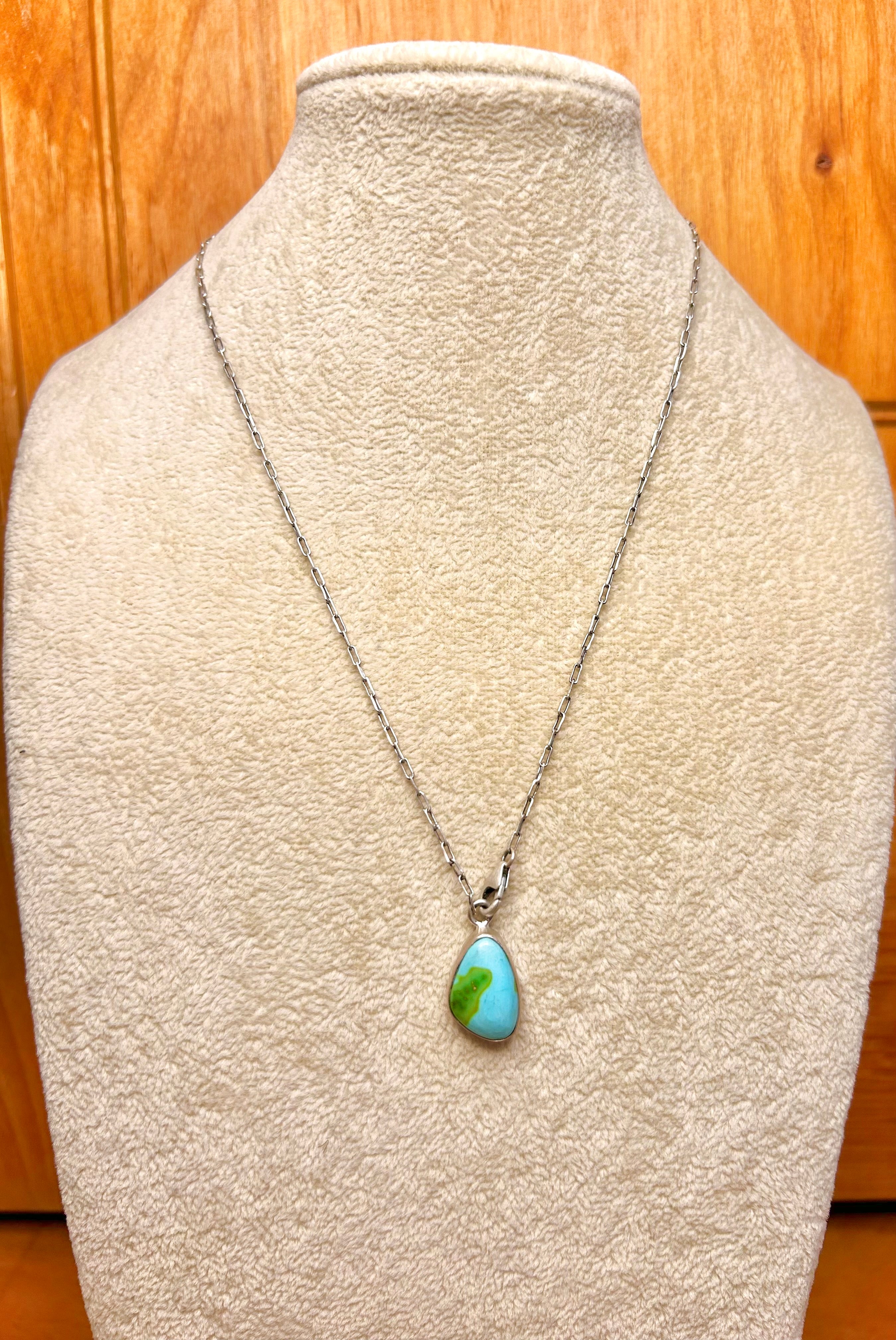 Southwest Made Kingman Turquoise & Sterling Silver Cluster Necklace