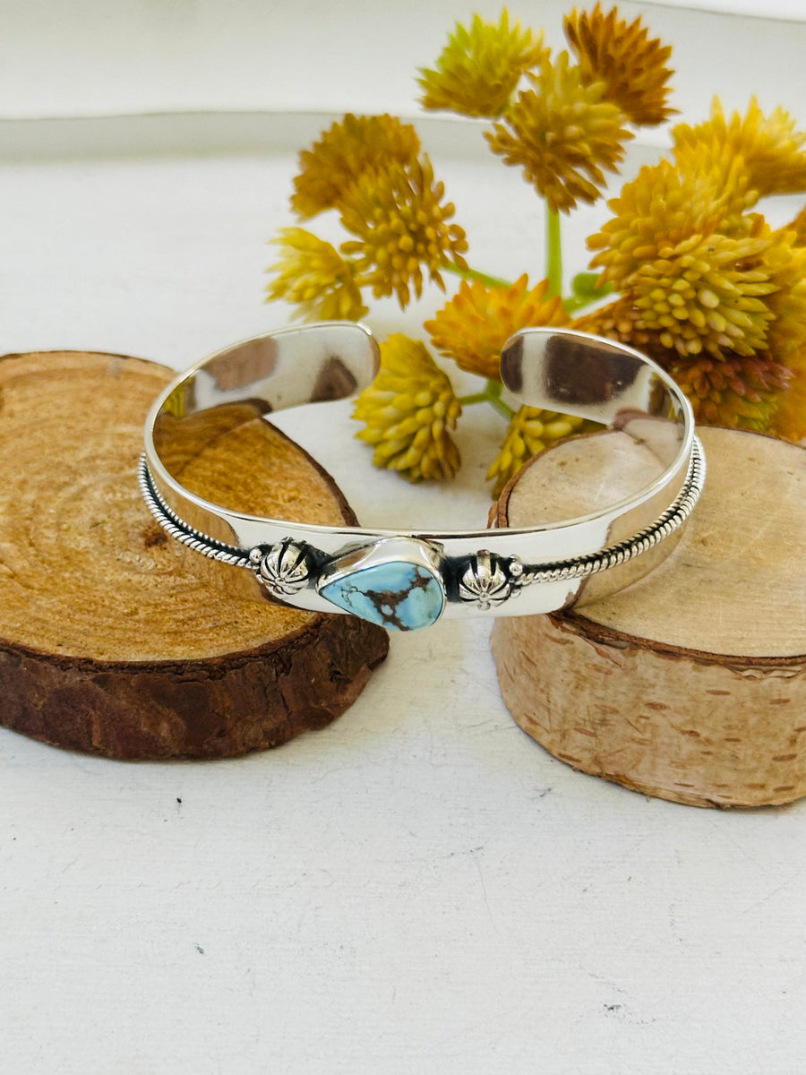 Cuff Bracelet - Golden hill Turquoise & Sterling Silver Option II