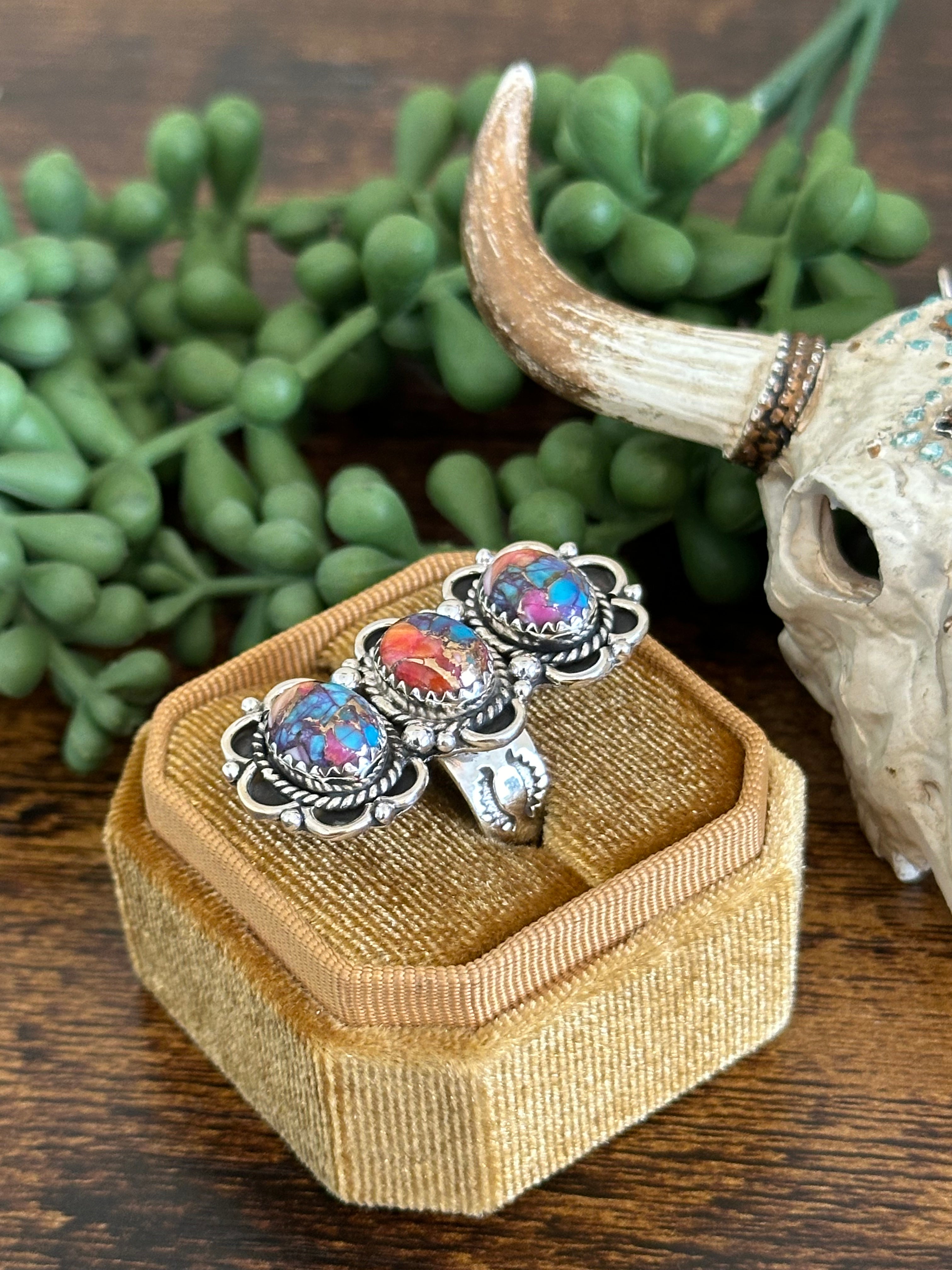 Southwest Handmade Mohave Turquoise & Sterling Silver Adjustable Ring