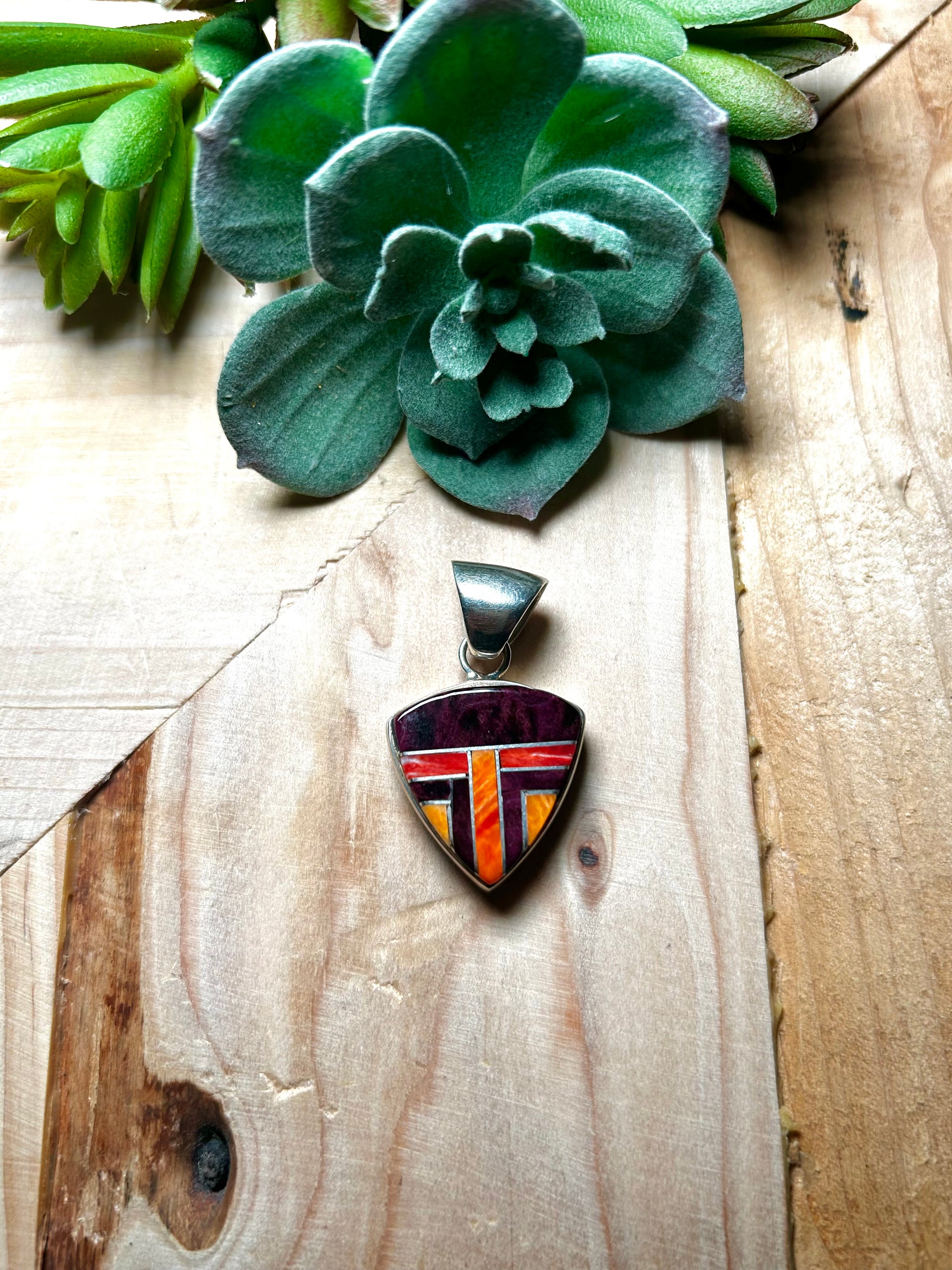 Navajo Made Multi Stone & Sterling Silver Pendant