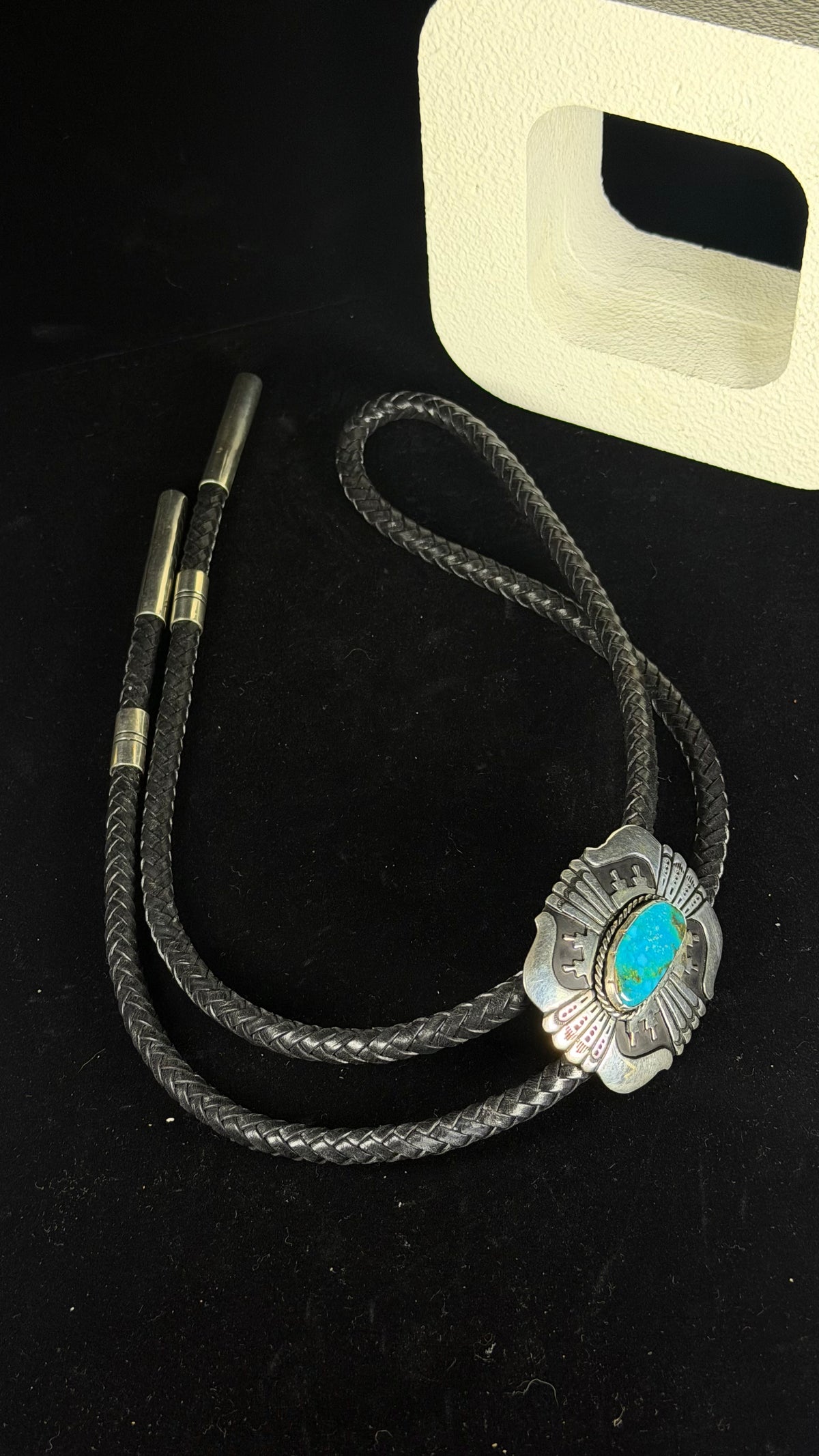 T & R Singer Kingman Turquoise  & Sterling Silver Bolo Tie