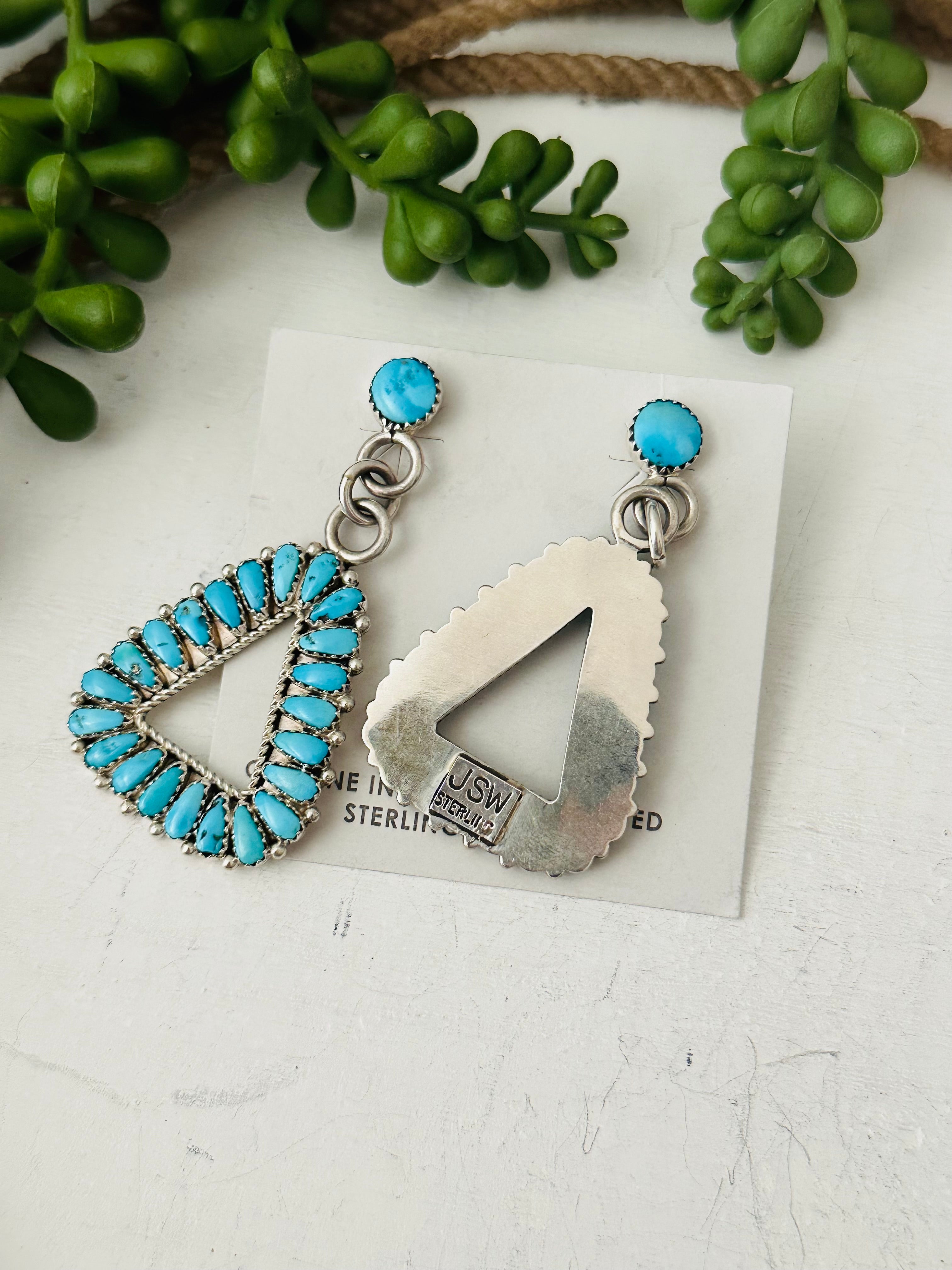 Navajo Made Sleeping Beauty  & Sterling Silver Earrings