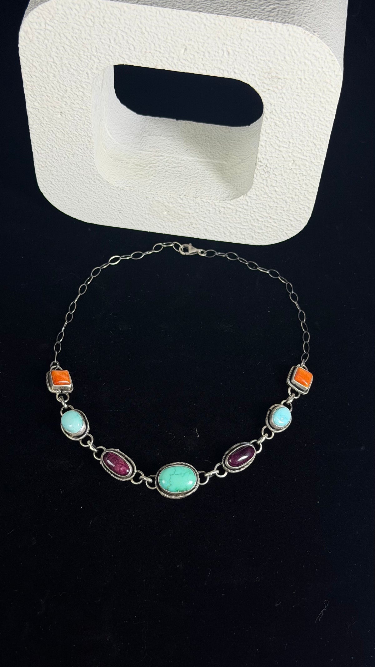 Danny Henio Multi Stone & Sterling Silver Choker Necklace