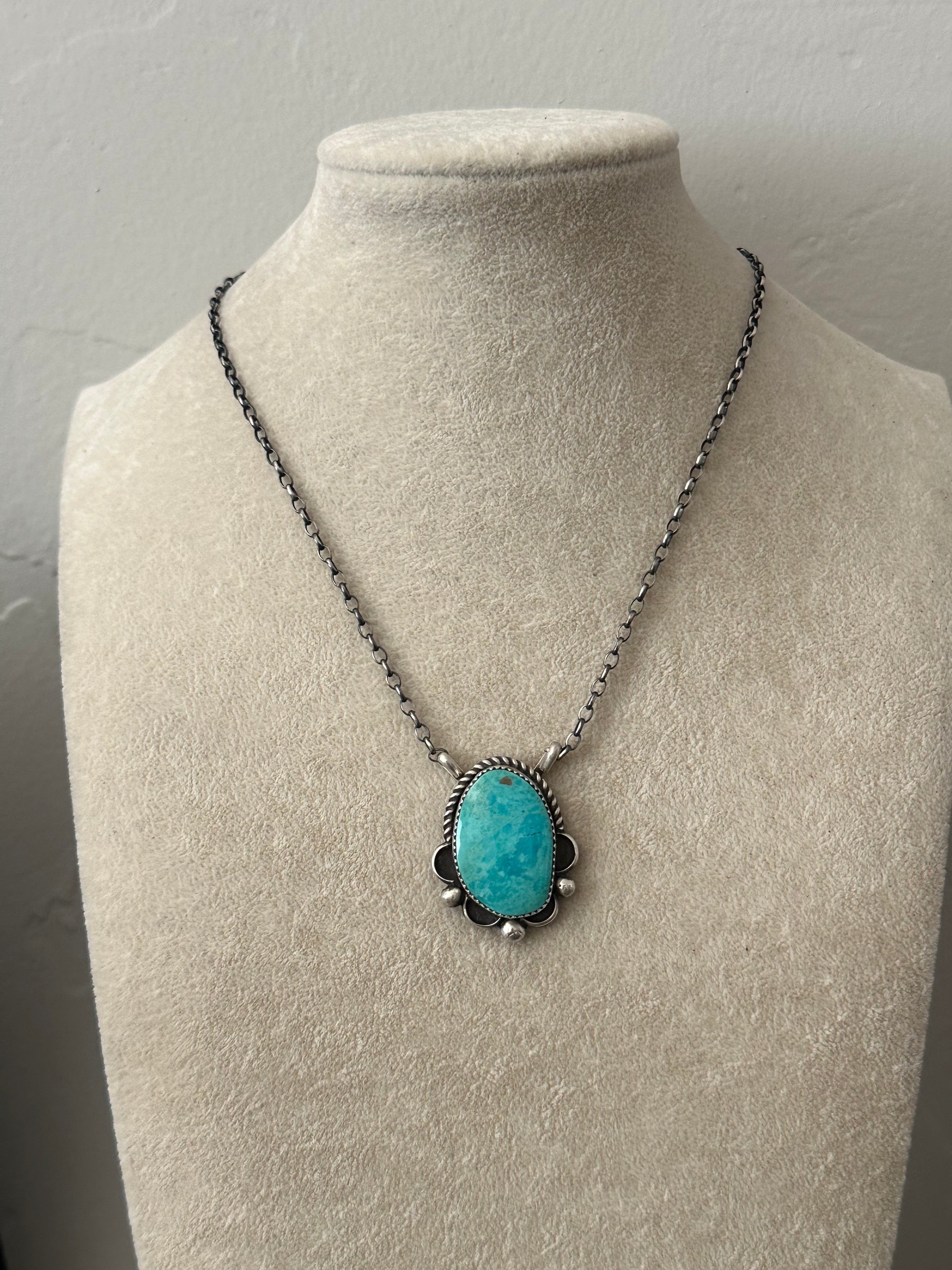 Juanita Mcdonal Kingman Turquoise & Sterling Silver Naja Necklace