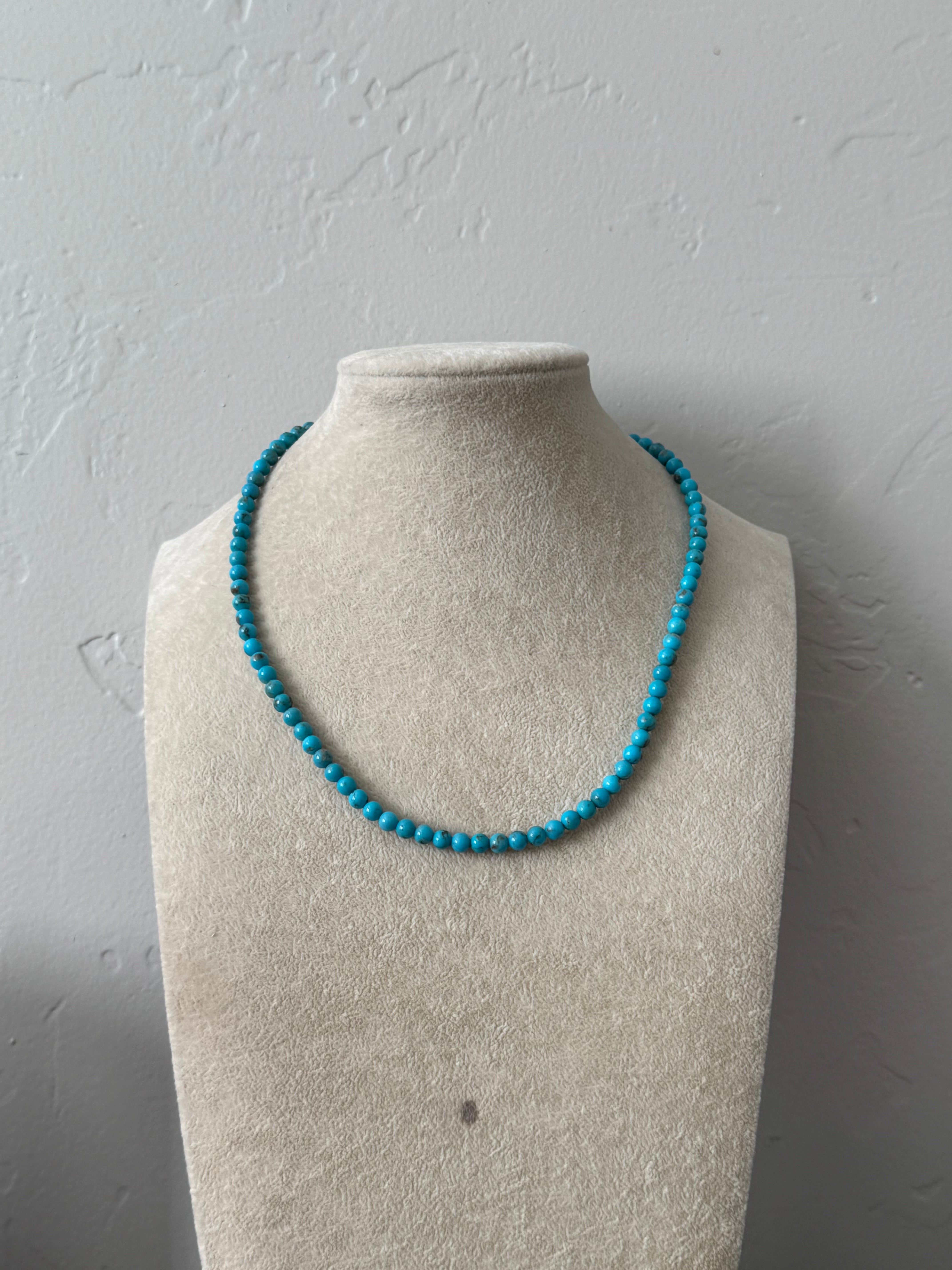 Navajo Strung Egyptian Turquoise & Sterling Silver Beaded Necklace