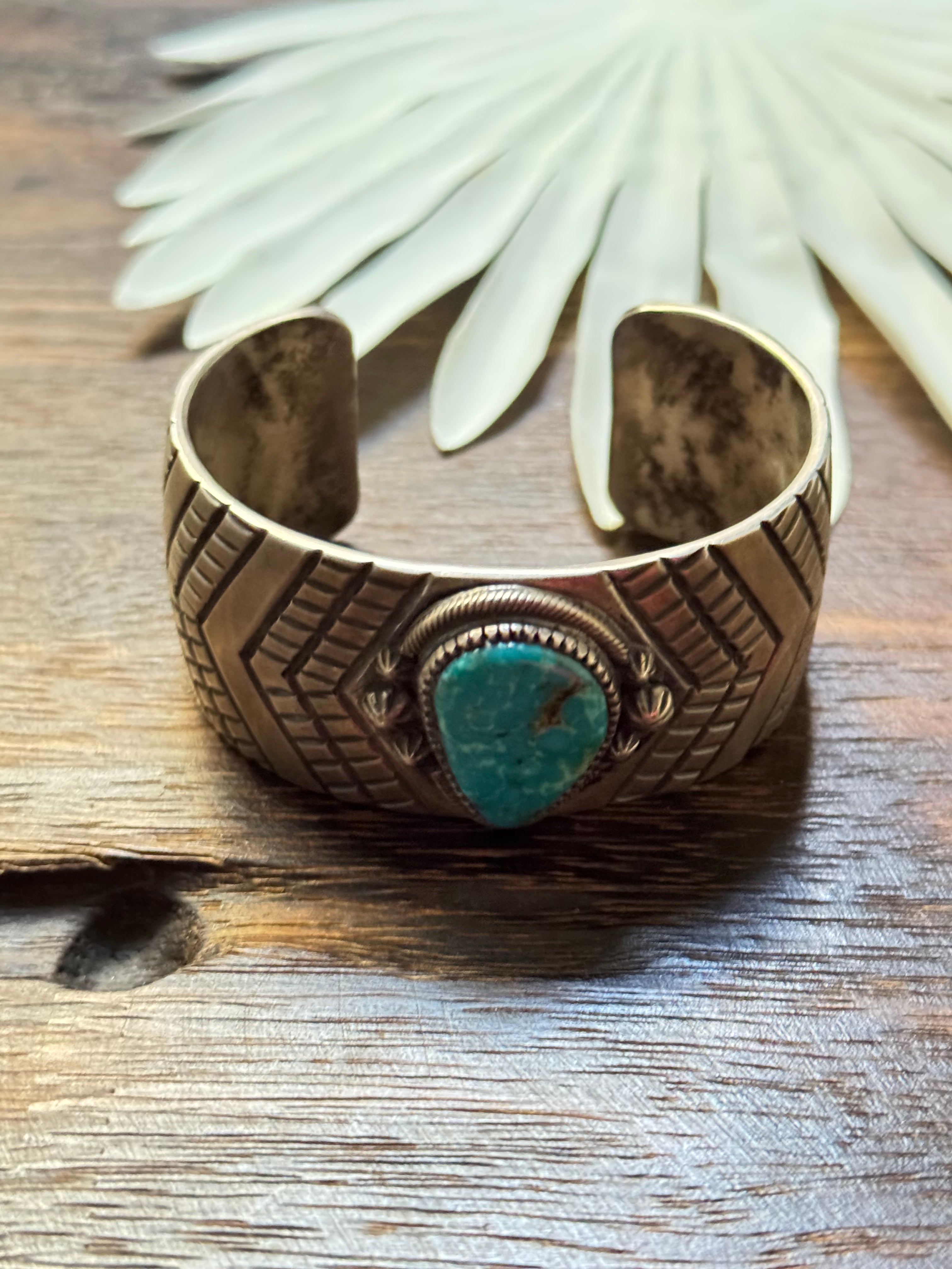 Lester James Kingman Turquoise & Sterling Silver Cuff Bracelet