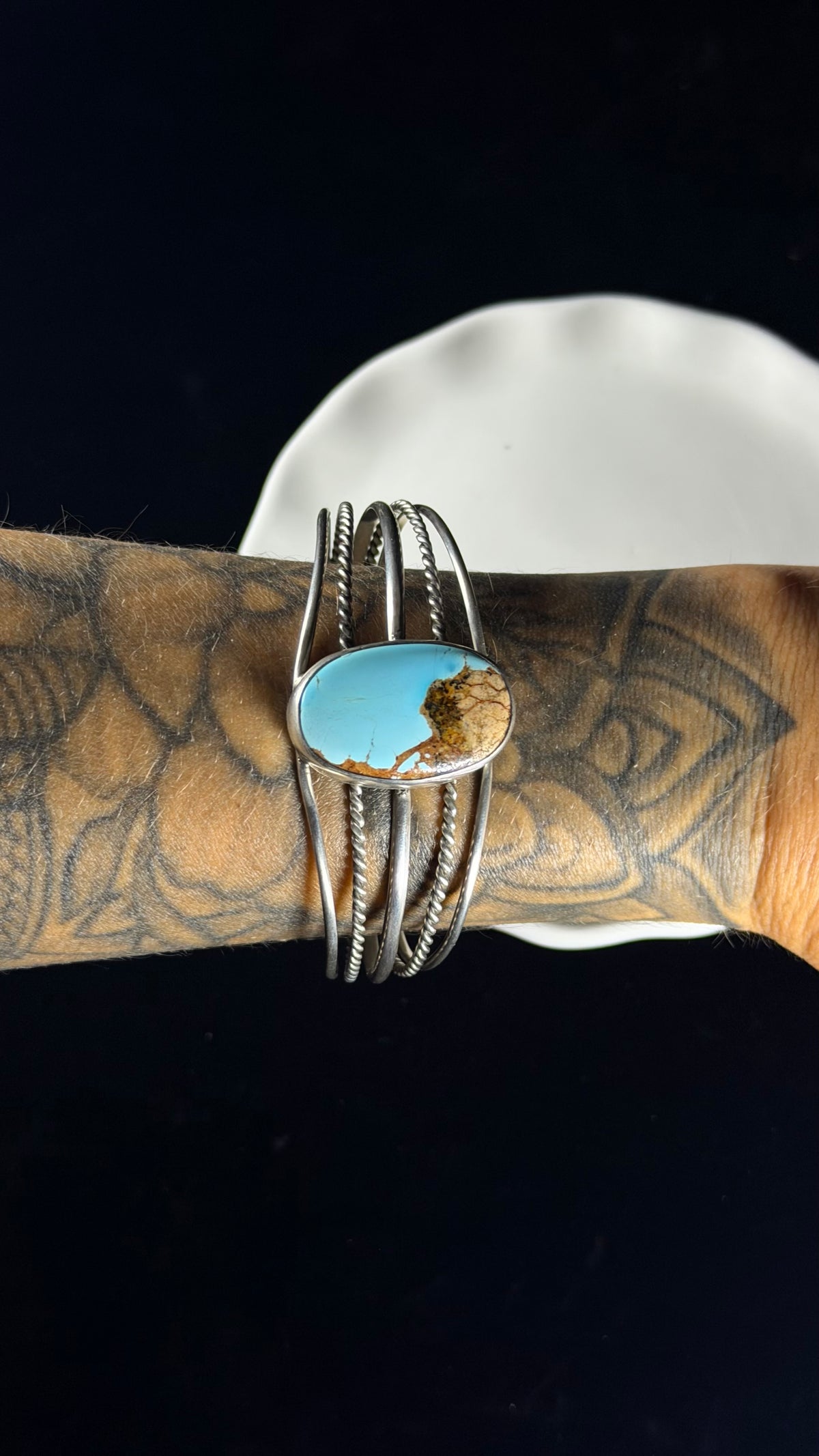 Navajo Made Royston Turquoise  & Sterling Silver Cuff Bracelet