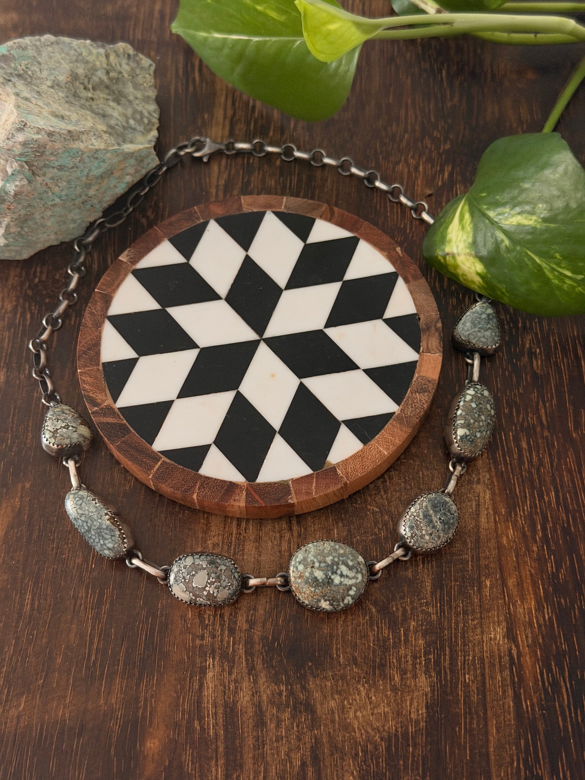Peggy Skeets New Lander Variscite & Sterling Silver Choker Necklace