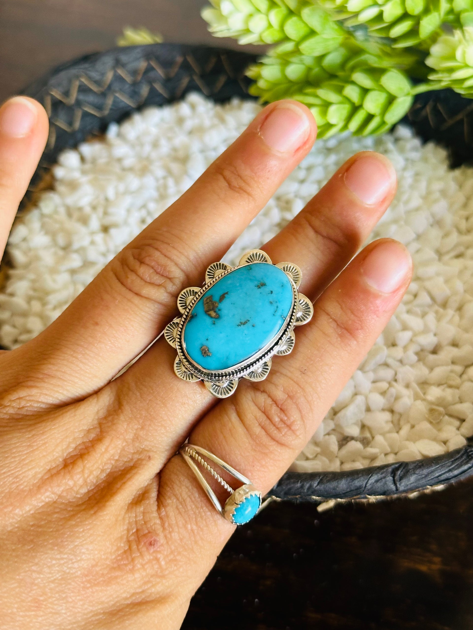 TTD Blue Ridge Turquoise & Sterling Silver Adjustable Ring