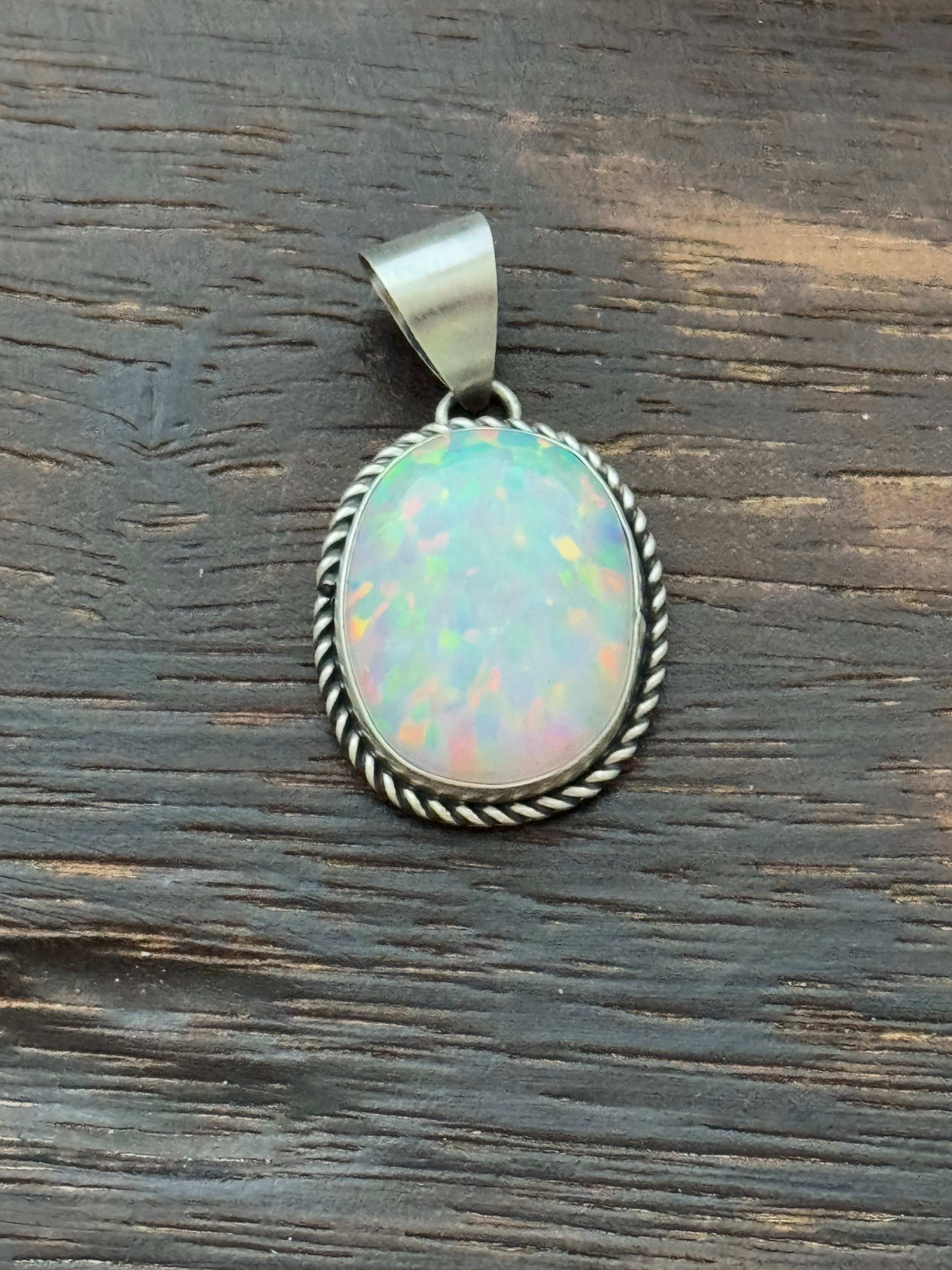 Navajo Made Opal & Sterling Silver Pendant