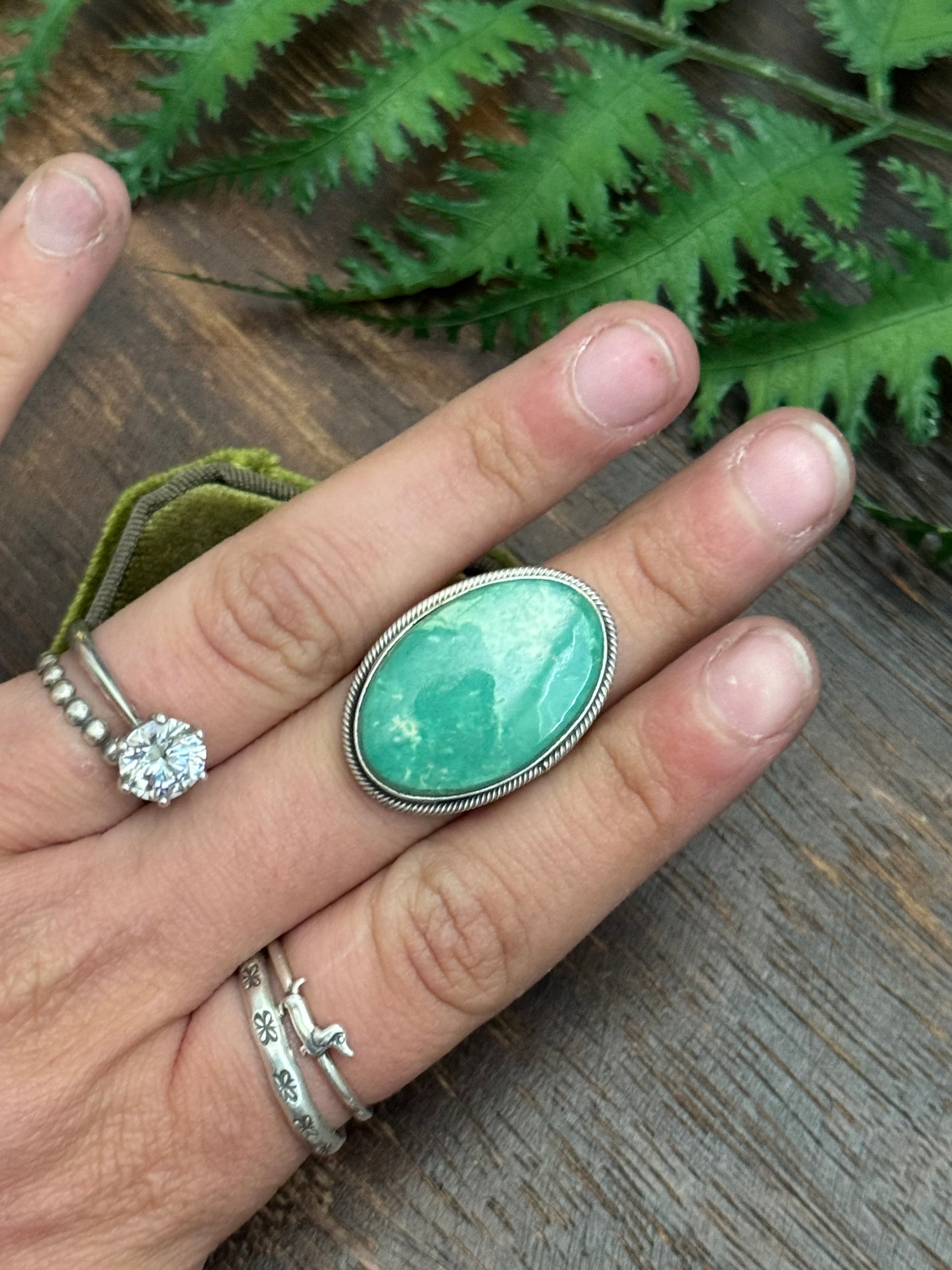 Scott Skeets Royston Turquoise & Sterling Silver Ring Size 10.25