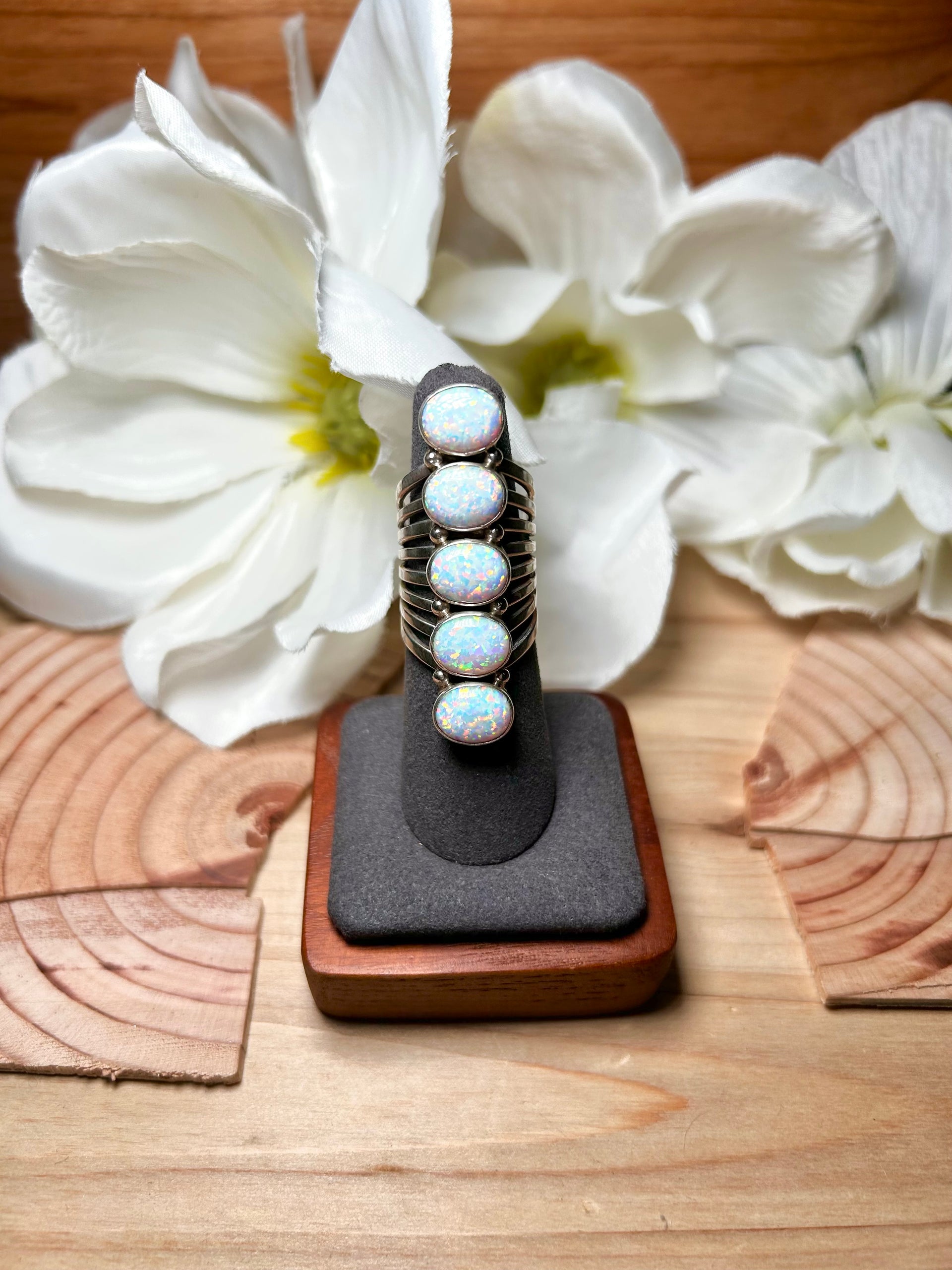 Navajo Made Opal & Sterling Silver Ring Size 6