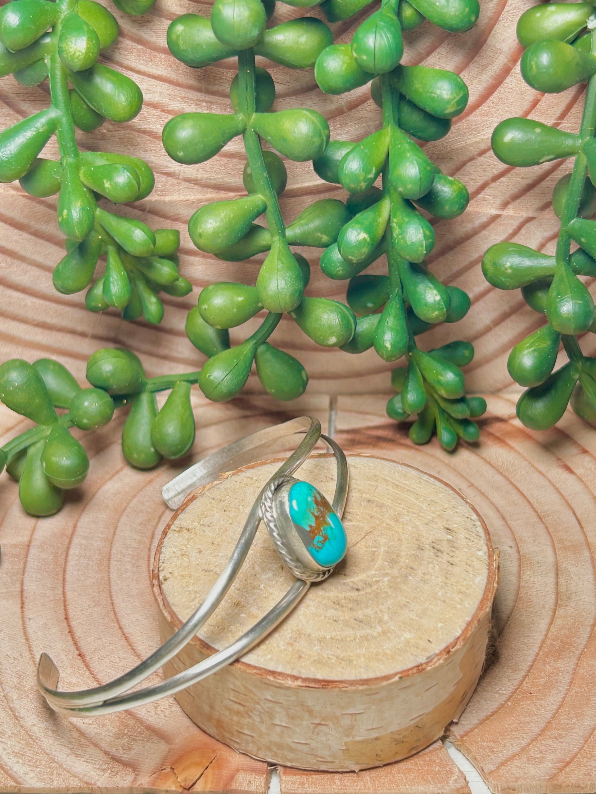 Navajo Made Kingman Turquoise & Sterling Silver Cuff Bracelet