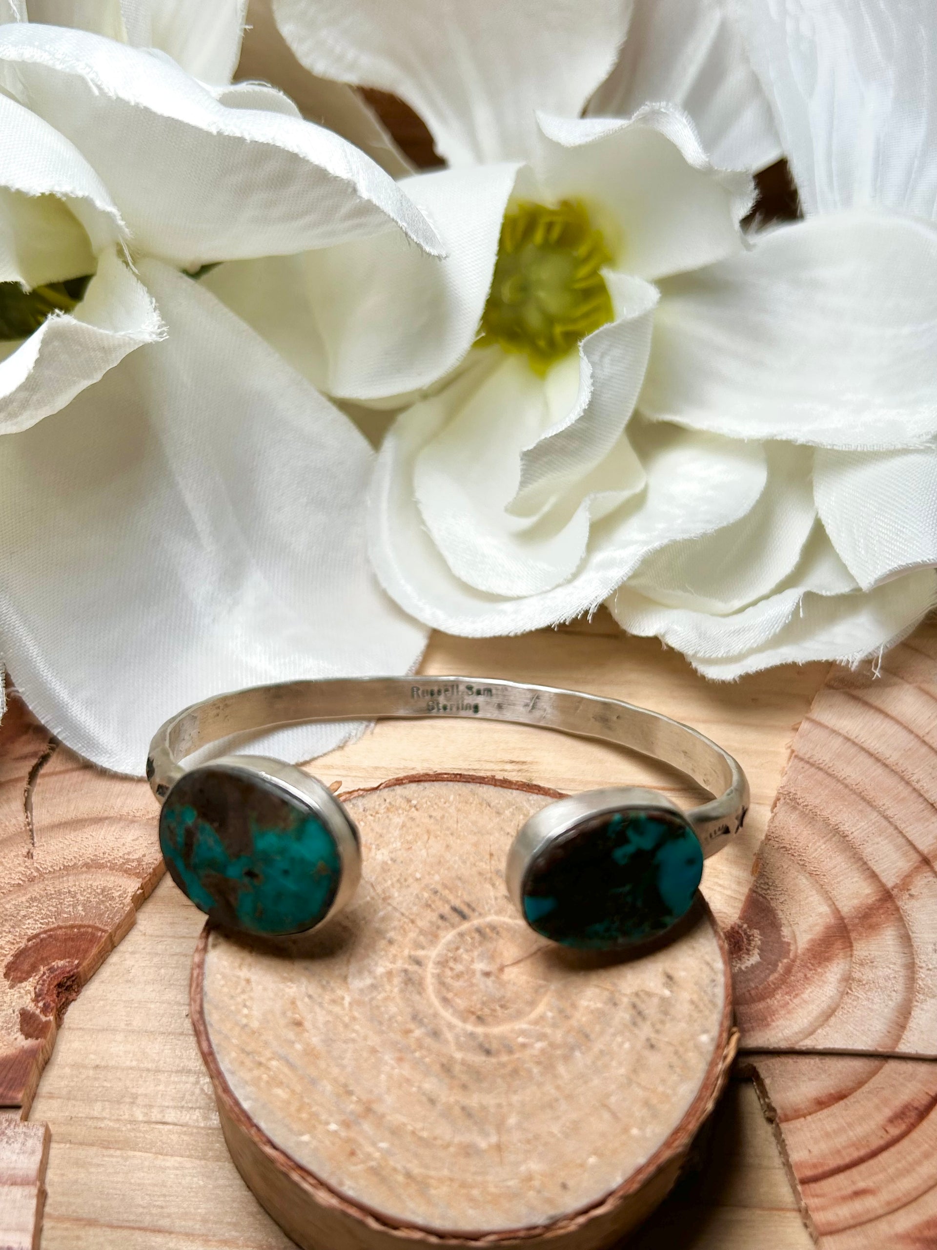 Navajo Made Kingman Turquoise & Sterling Silver Cuff Bracelet