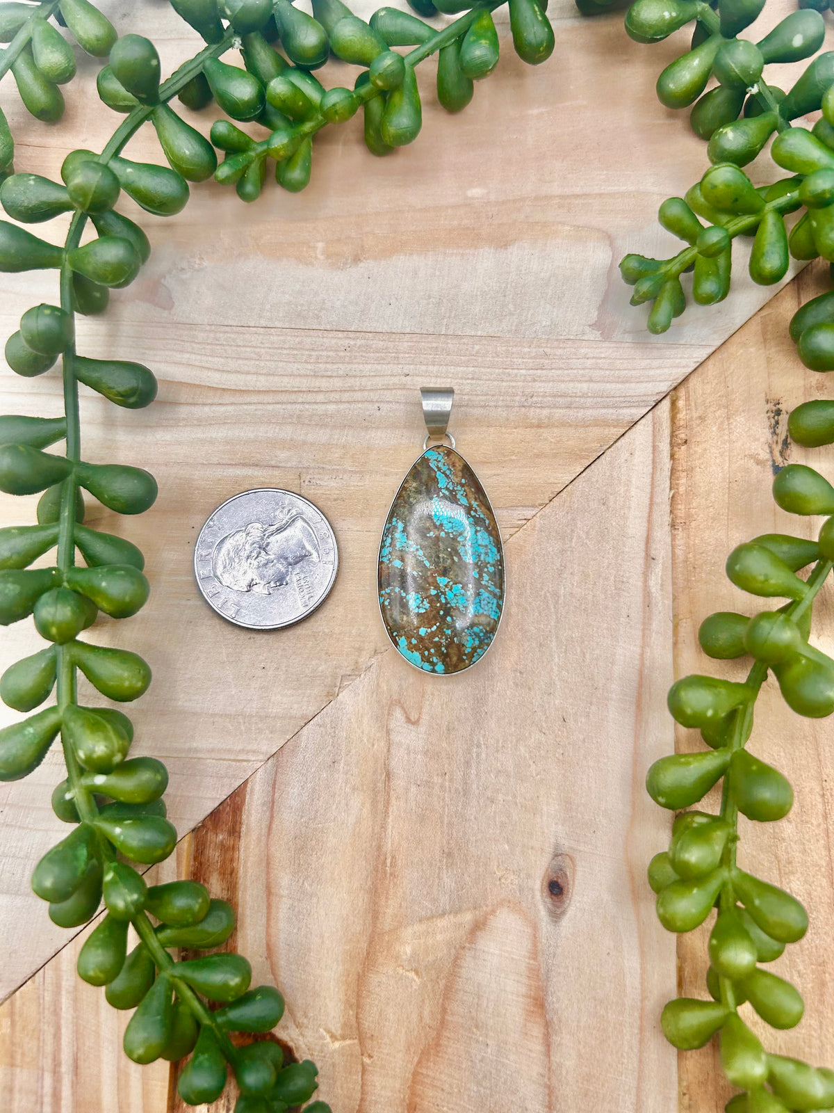Navajo Made Mine 8 Turquoise & Sterling Silver Pendant