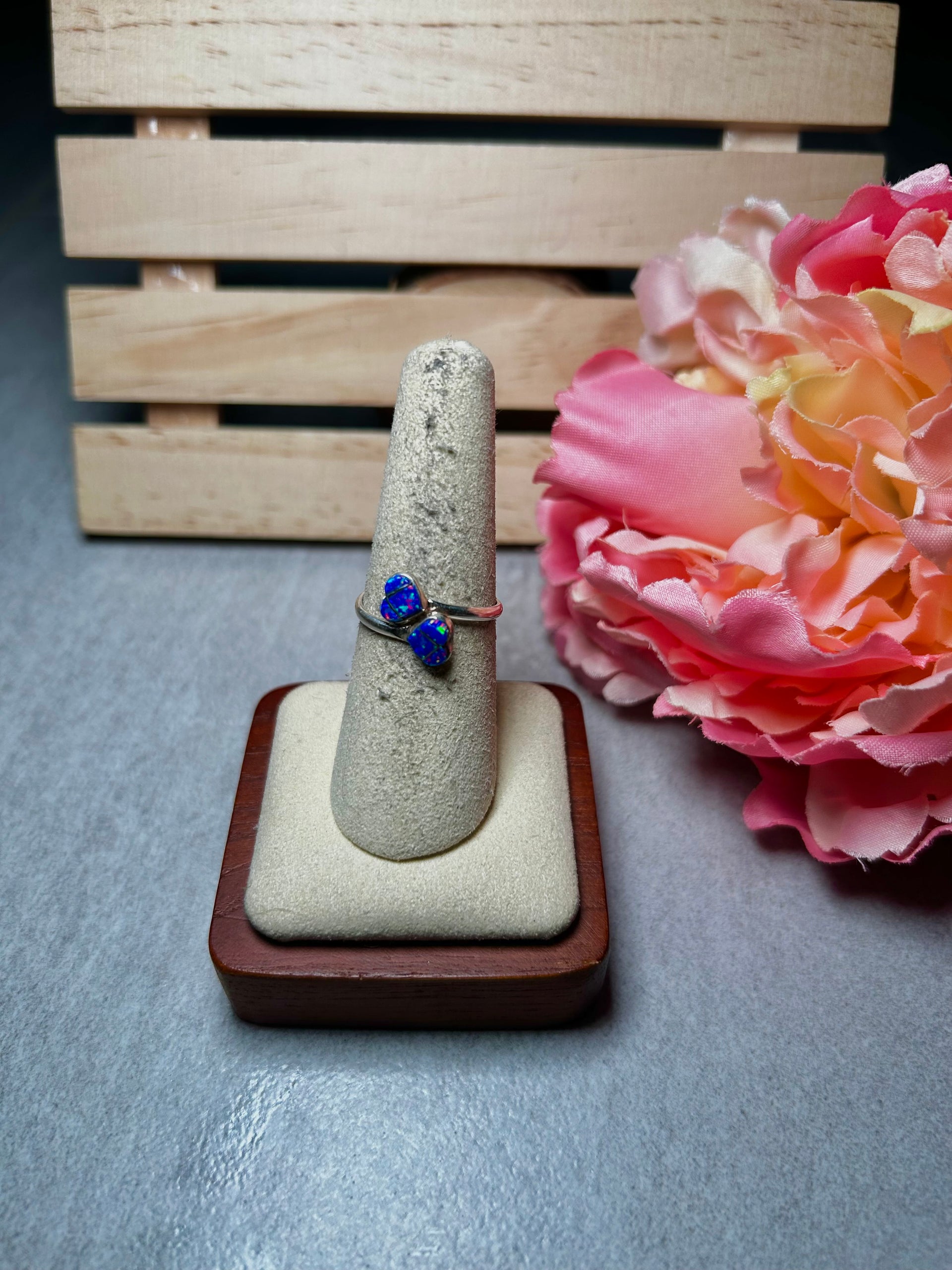 Navajo Made Opal & Sterling Silver Adjustable Ring