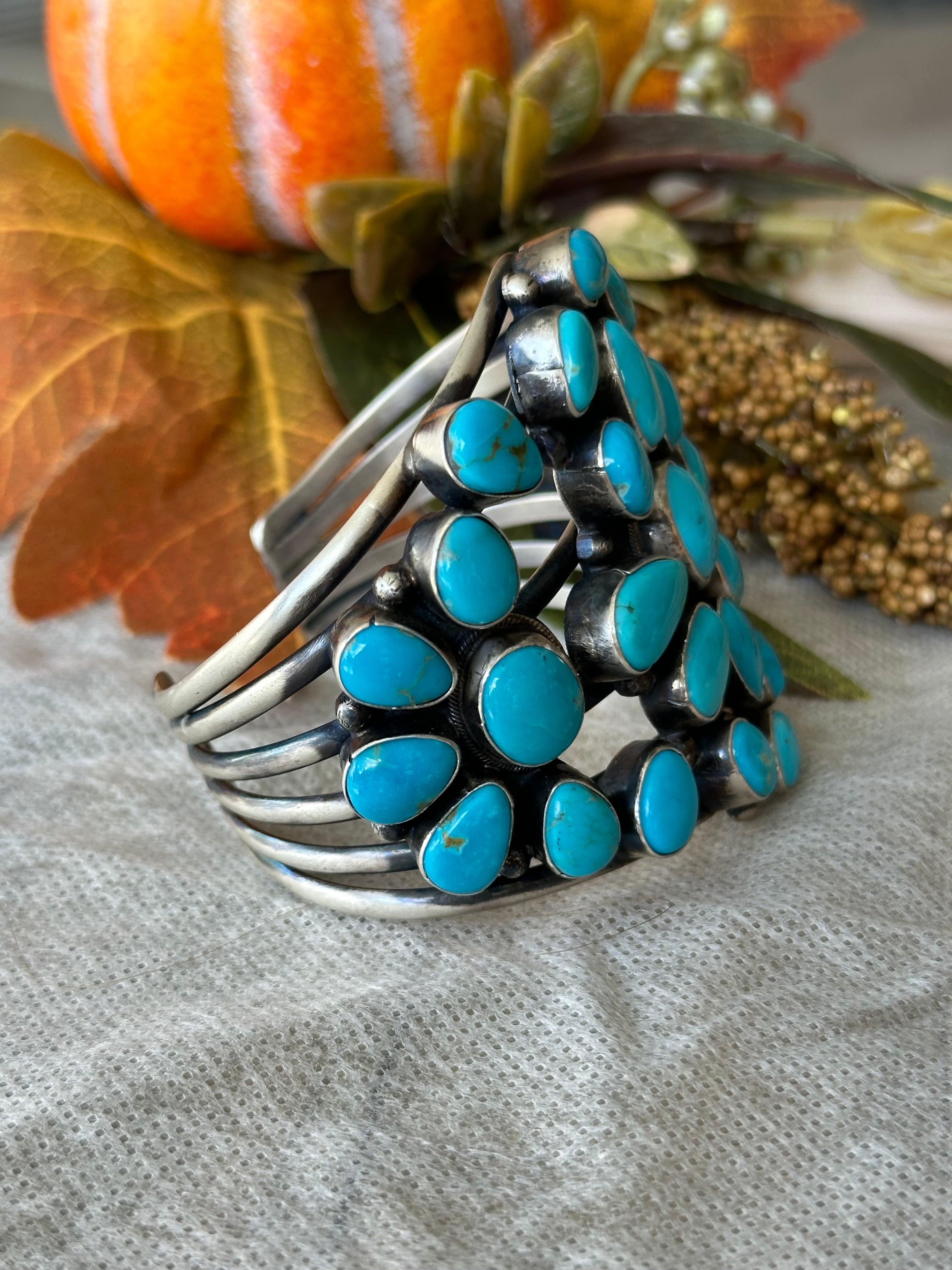 Bobby Johnson Blue Ridge Turquoise & Sterling Silver Cuff Bracelet