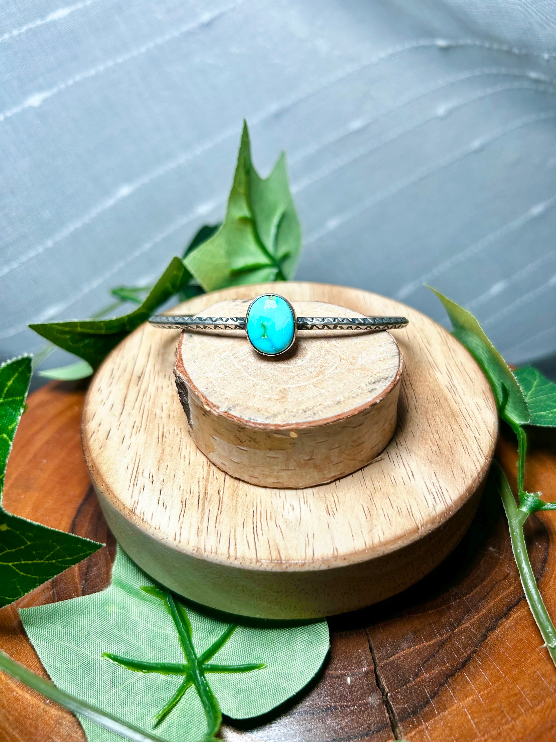 Navajo Made Sonoran Mountain Turquoise & Sterling Silver Cuff Bracelet