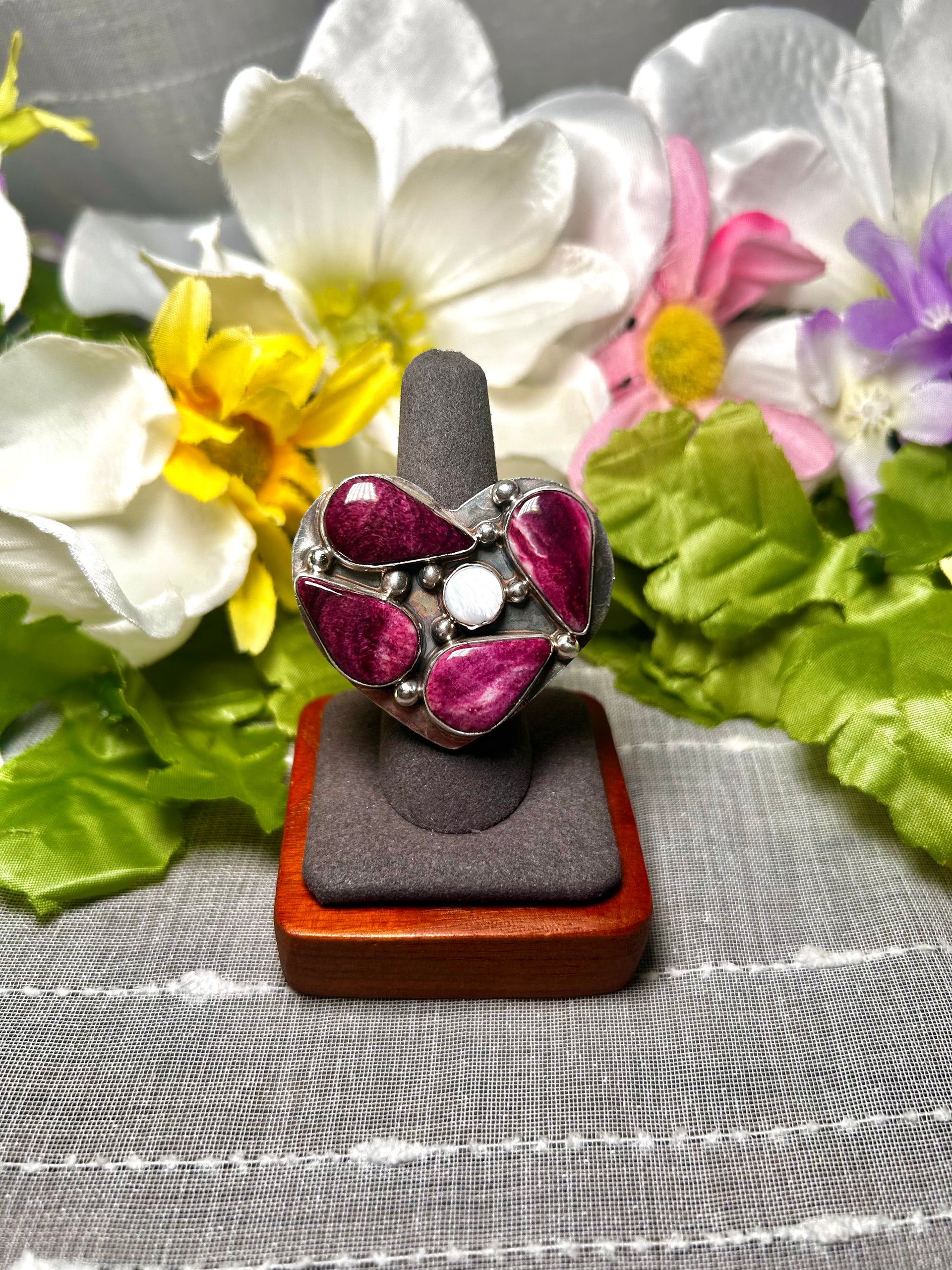 Jacqueline Silver Multi Stone & Sterling Silver Adjustable Ring