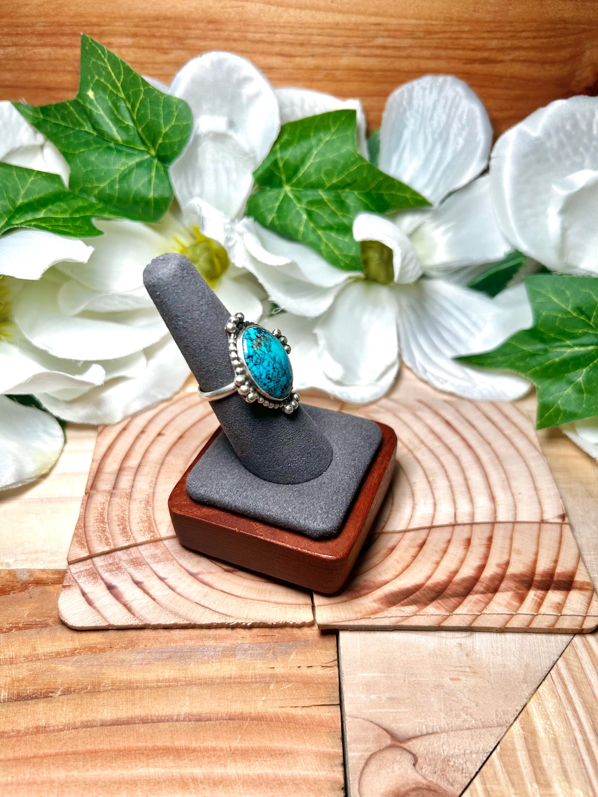 Navajo Made Red Skin Turquoise & Sterling Silver Ring Size 7