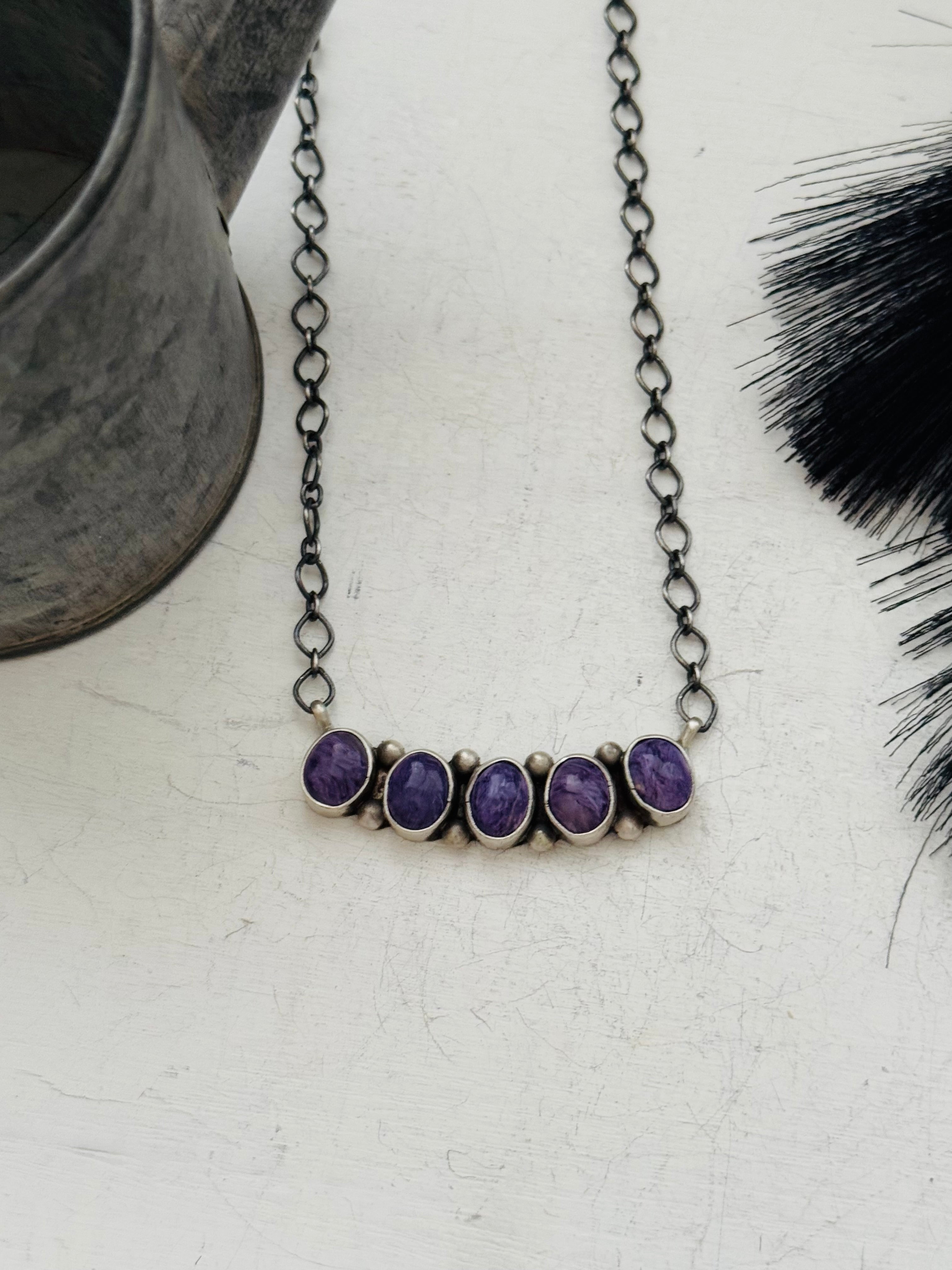 Timothy Yazzie Charoite & Sterling Silver Necklace