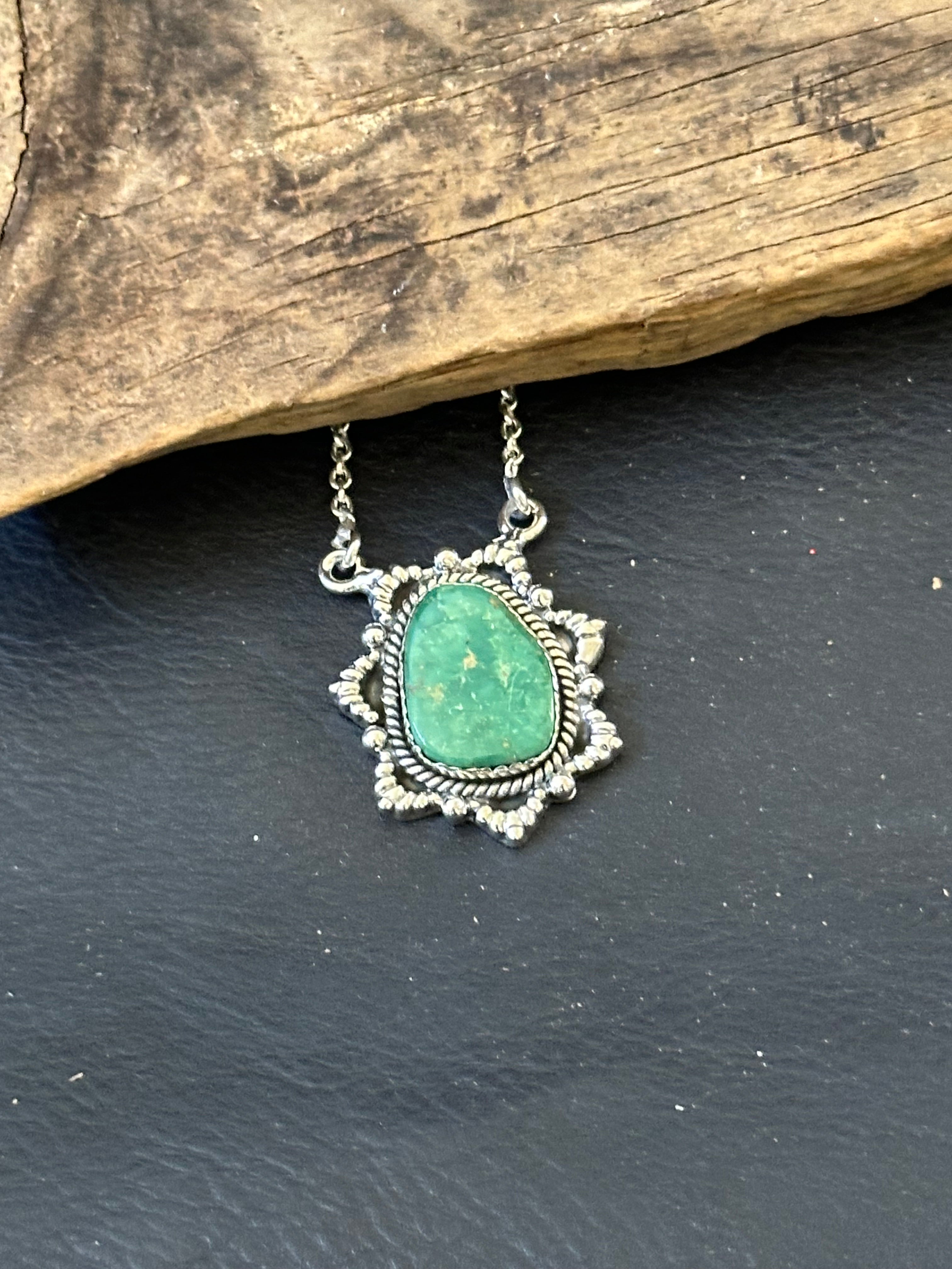 Southwest Handmade Emerald Valley Turquoise & Sterling Silver Necklace