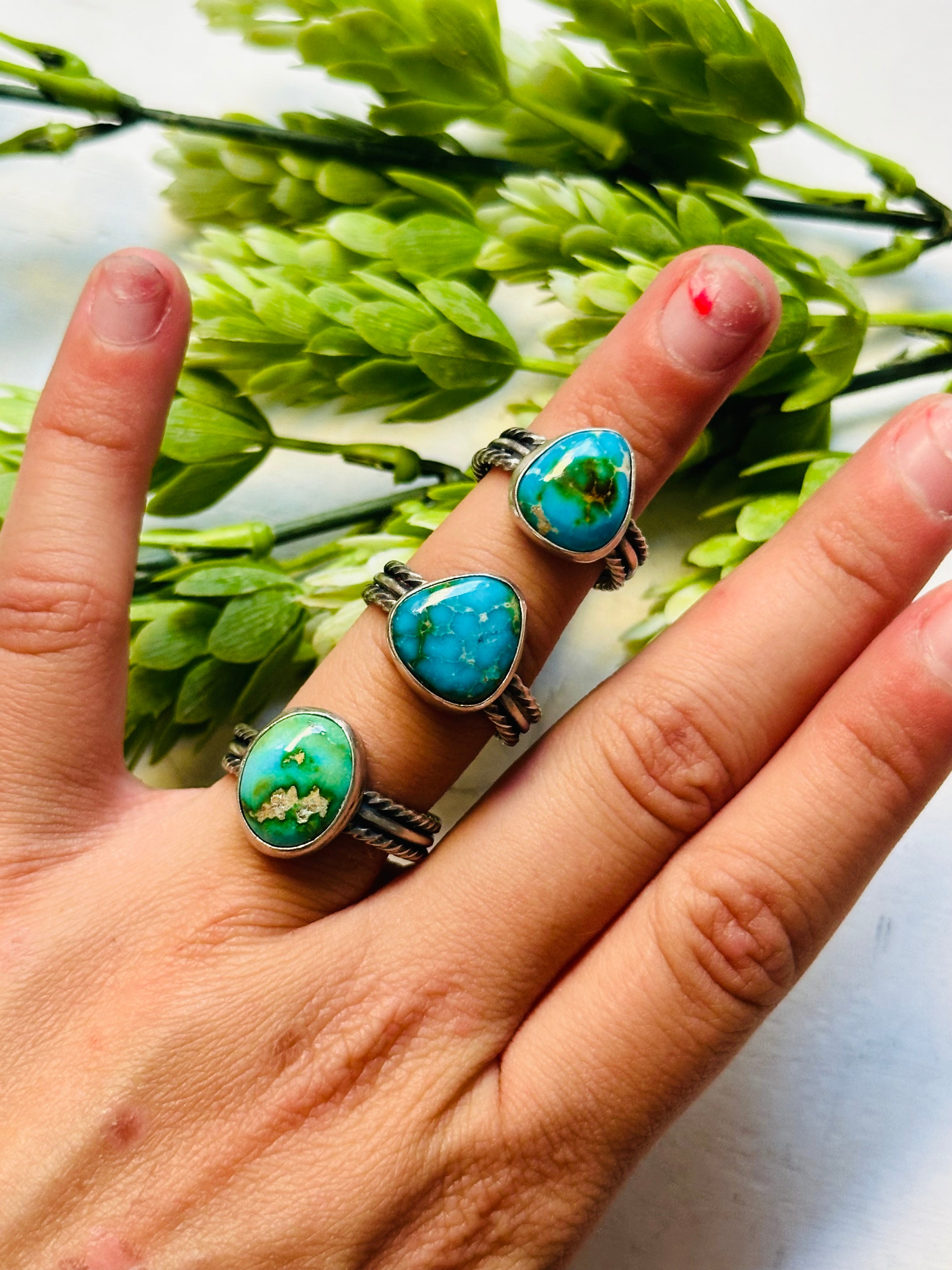 Navajo Made Sonoran Mountain Turquoise & Sterling Silver Ring