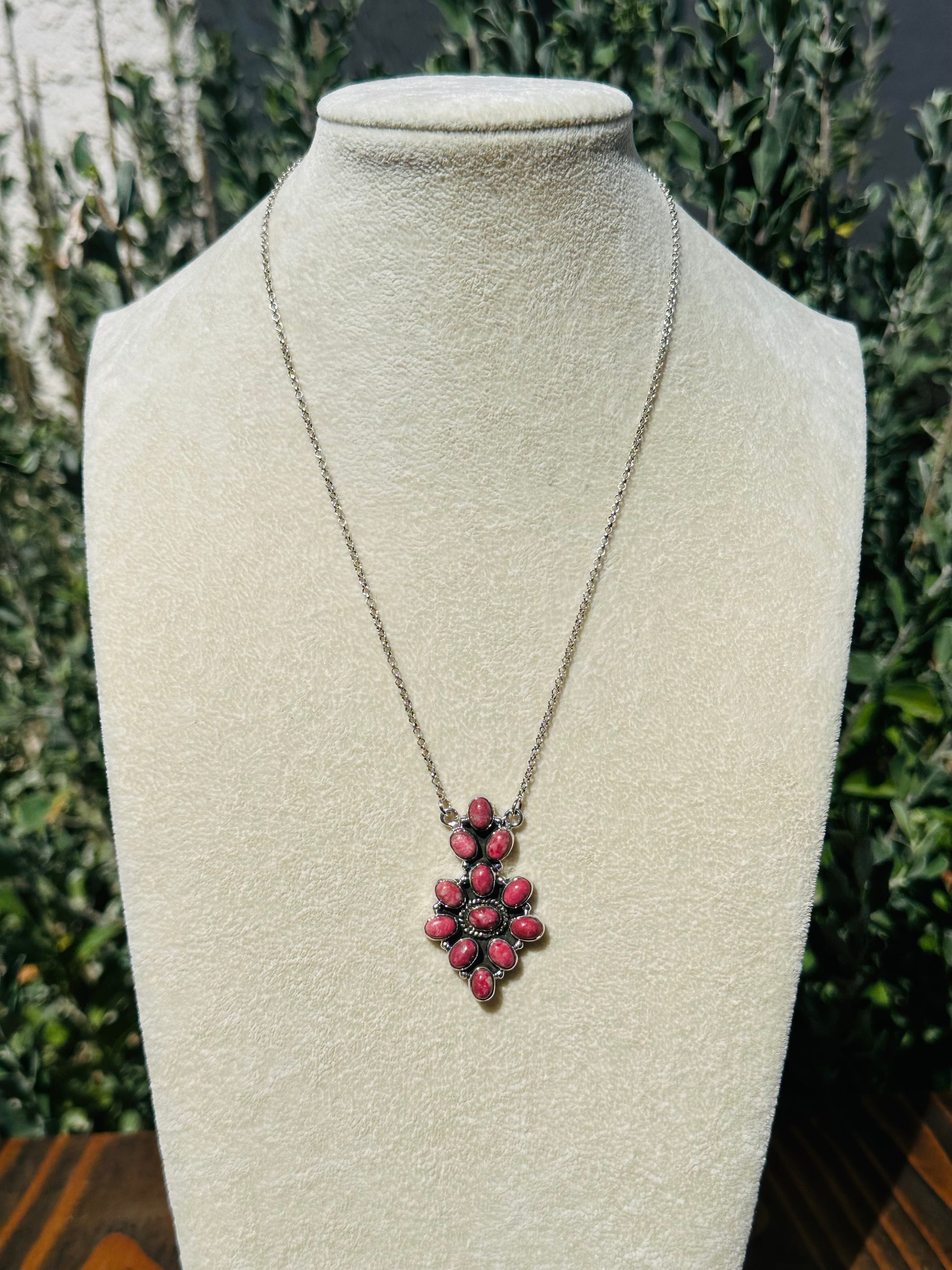 Southwest Handmade Mohave Turquosie & Sterling Silver Cluster Necklace