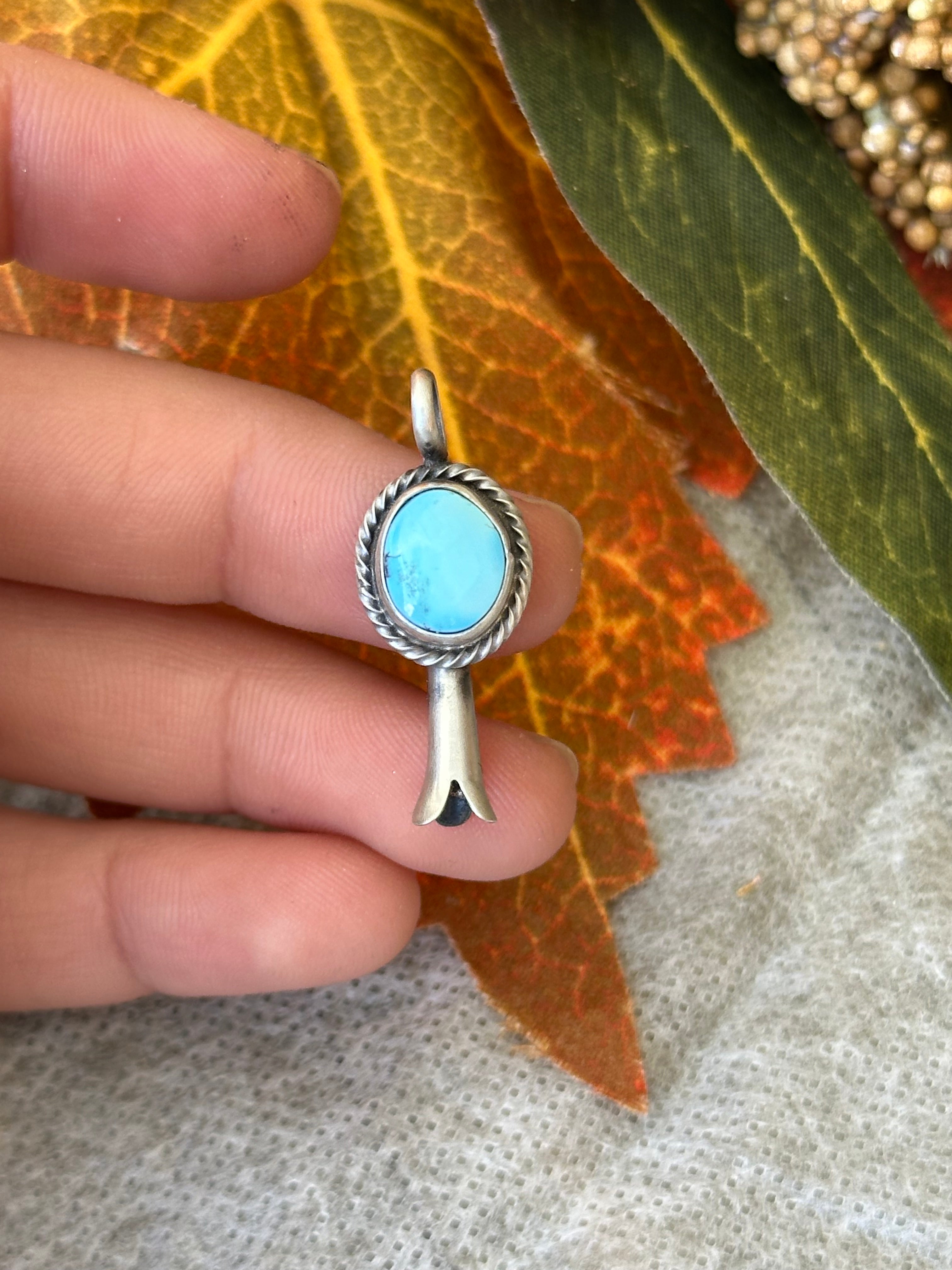 Navajo Made Golden Hills Turquoise & Sterling Silver Pendant