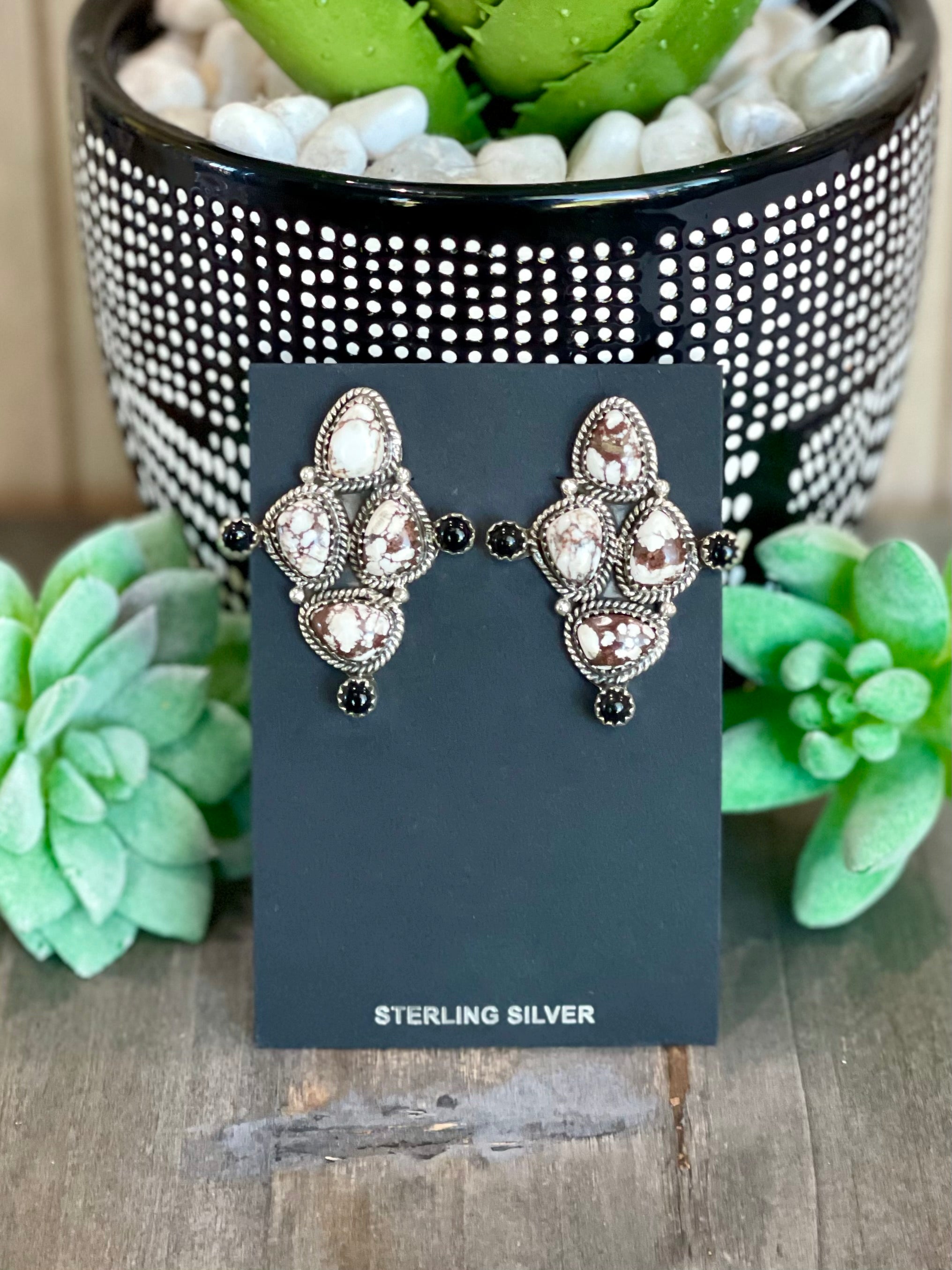 Southwest Handmade Multi Stone & Sterling Silver Post Earrings