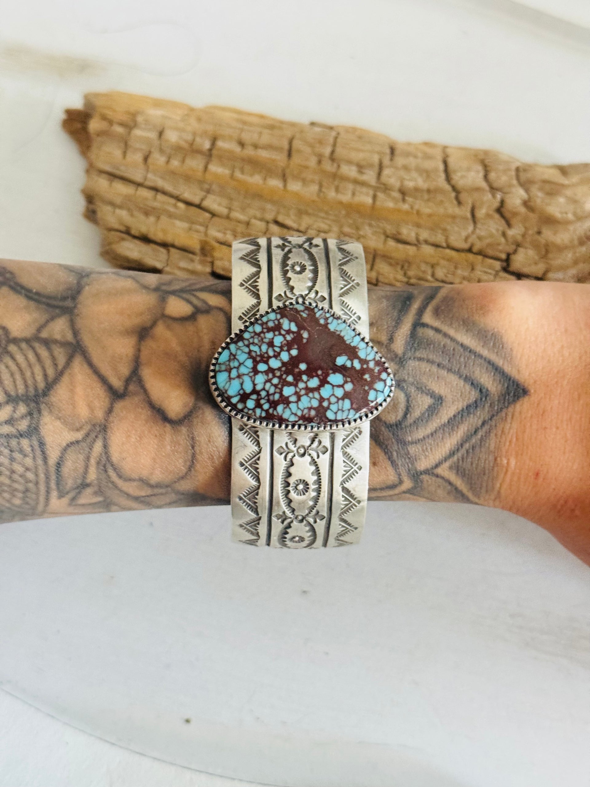LeRoy James #8 Turquoise & Sterling Silver Cuff Bracelet