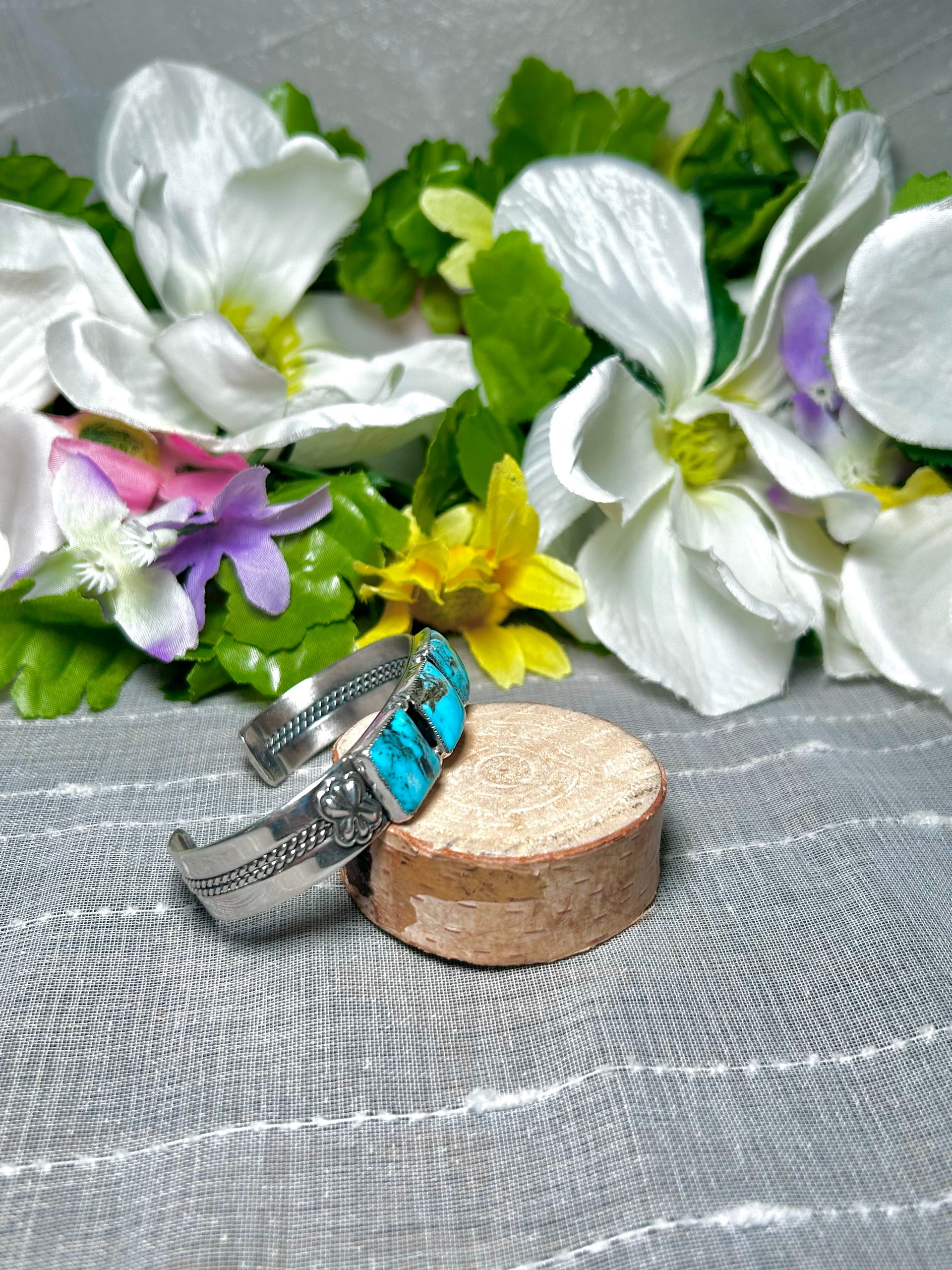 Navajo Made Kingman Turquoise & Sterling Silver Cuff Bracelet