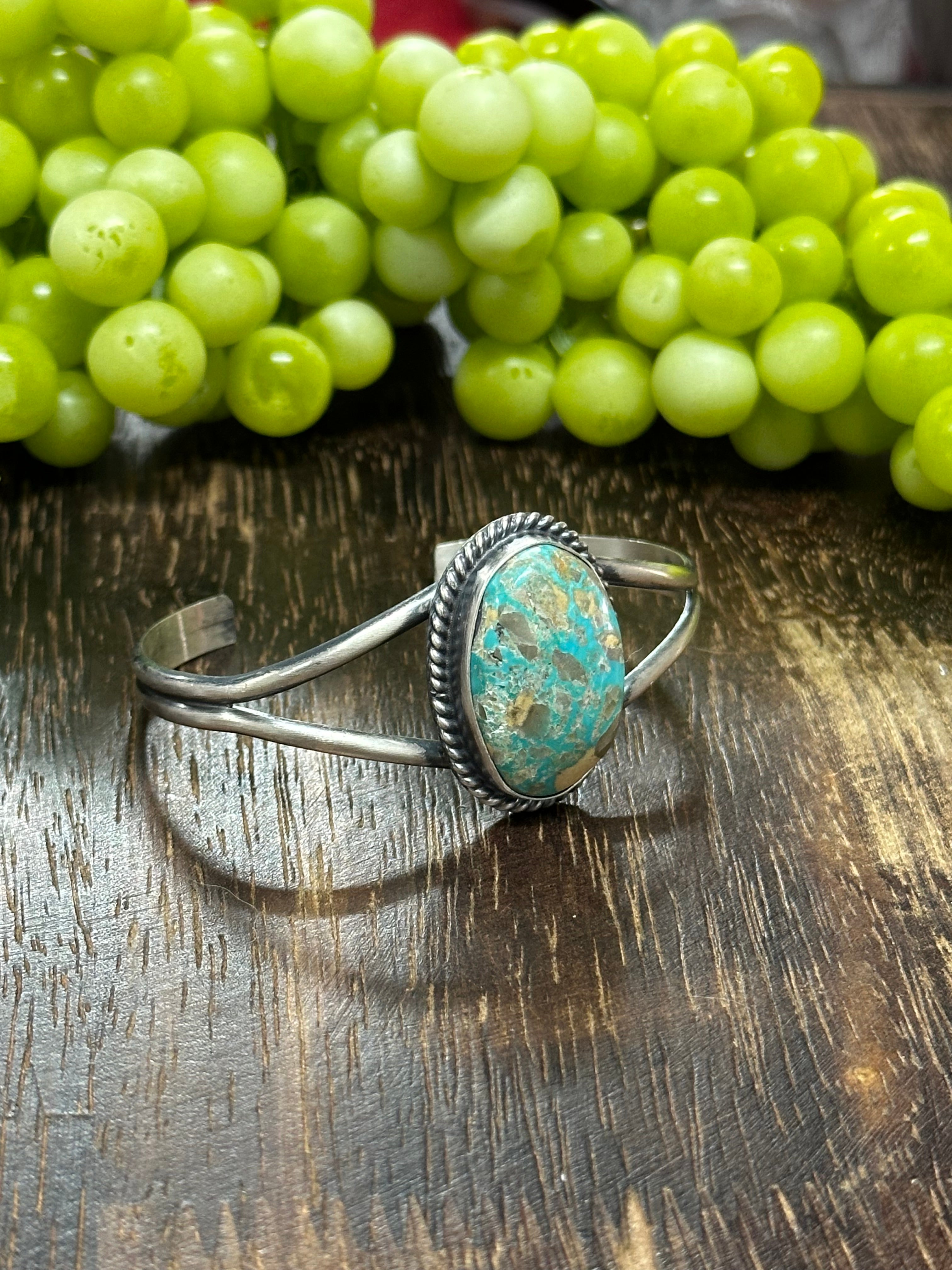 Dave Skeets Pilot Mountain Turquoise & Sterling Silver Cuff Bracelet