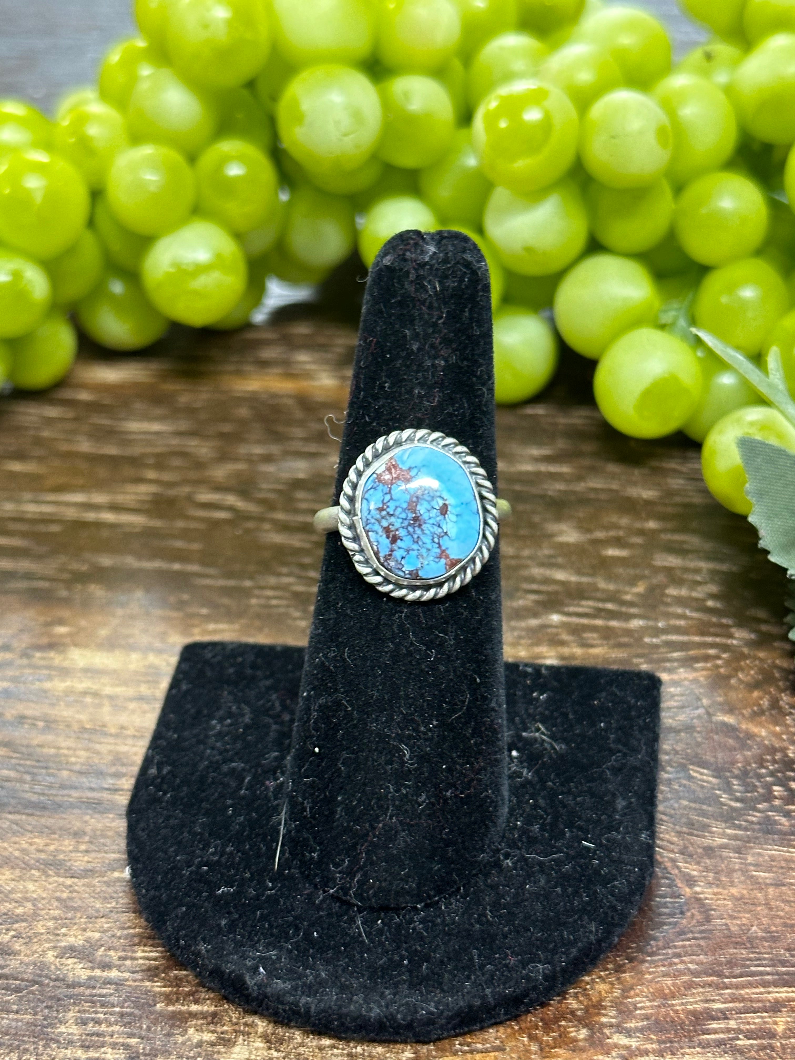 Navajo Made Golden Hills Turquoise & Sterling Silver Ring