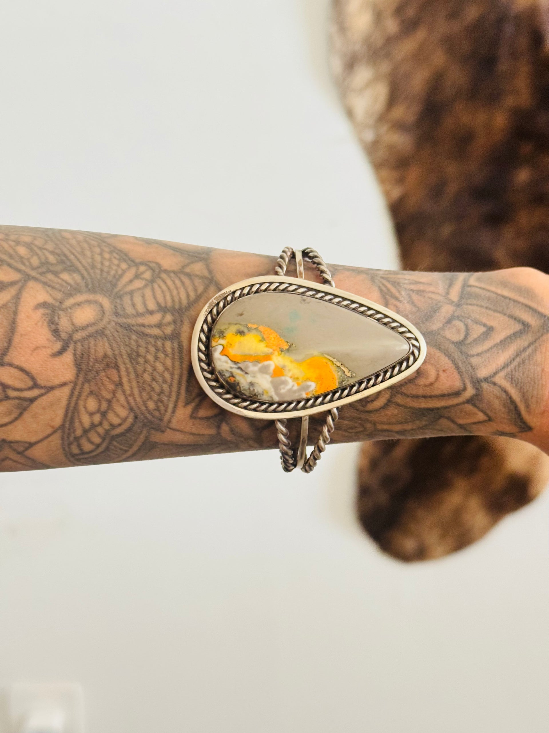 Wydell Billie BB Agate & Sterling Silver Cuff Bracelet