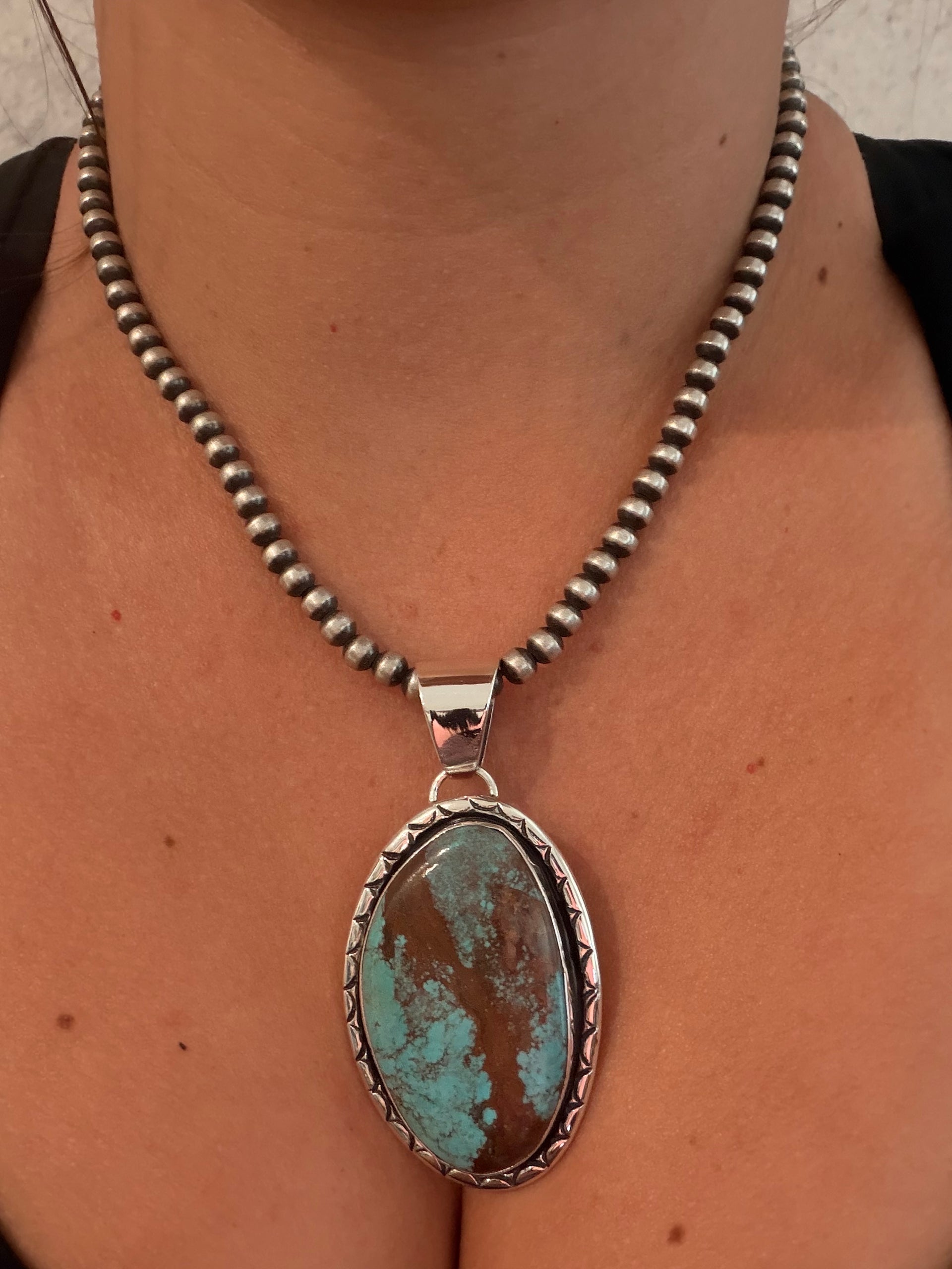 Navajo Made Royston Turquoise & Sterling Silver Pendant
