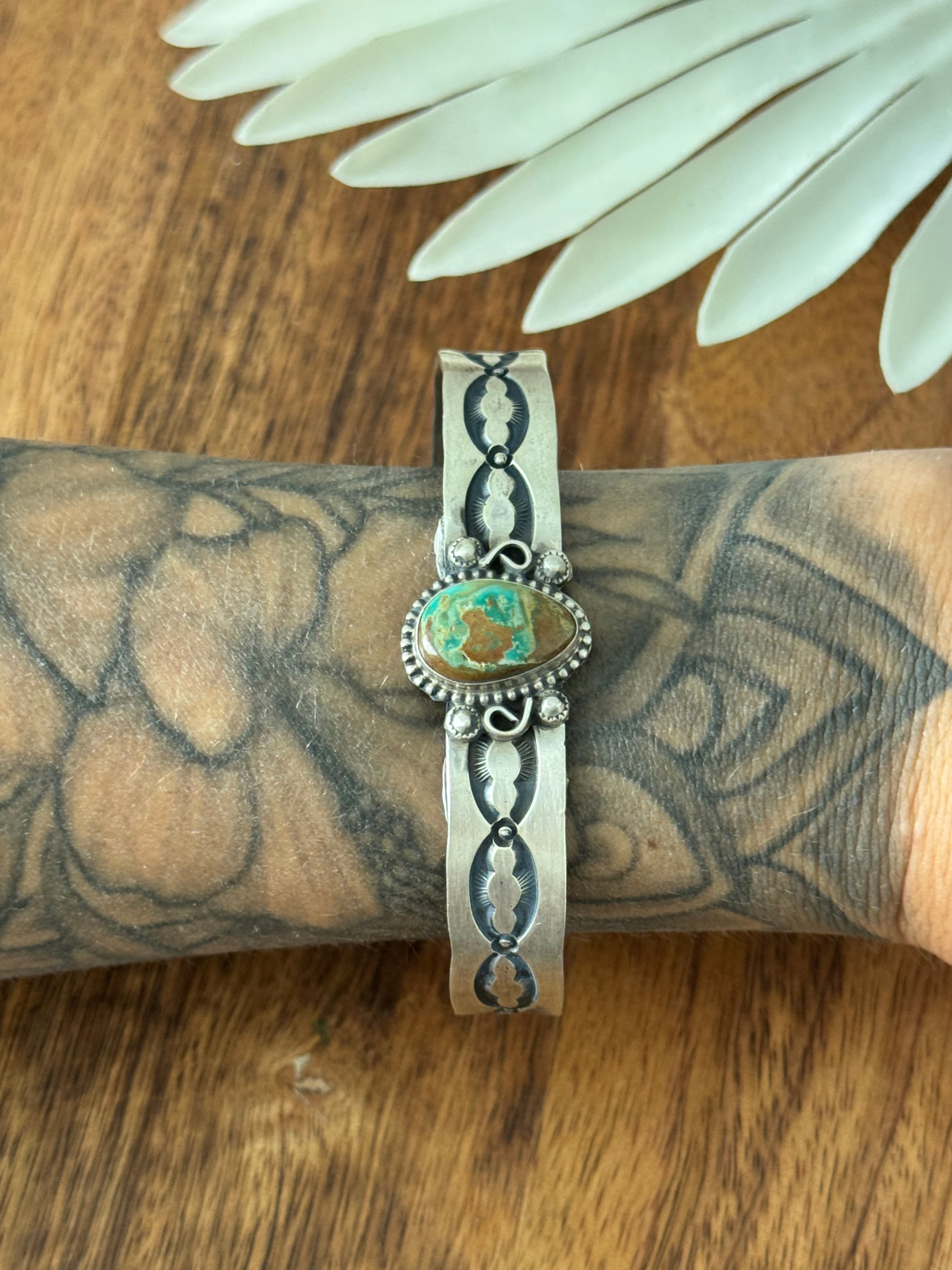 Navajo Made Royston Turquoise & Sterling Silver Cuff Bracelet