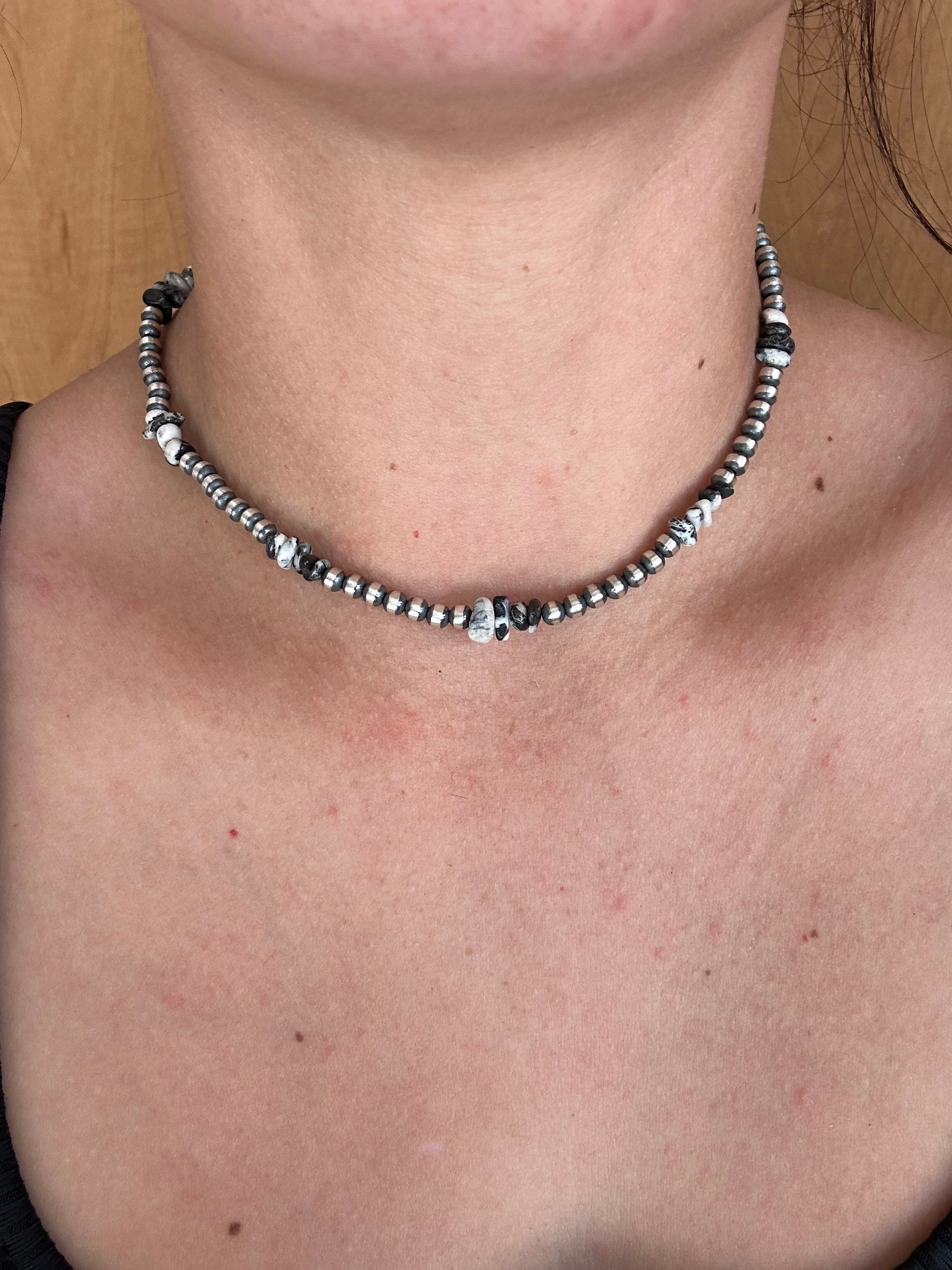 Navajo Strung White Buffalo & Sterling Silver 4 MM Pearl Necklaces