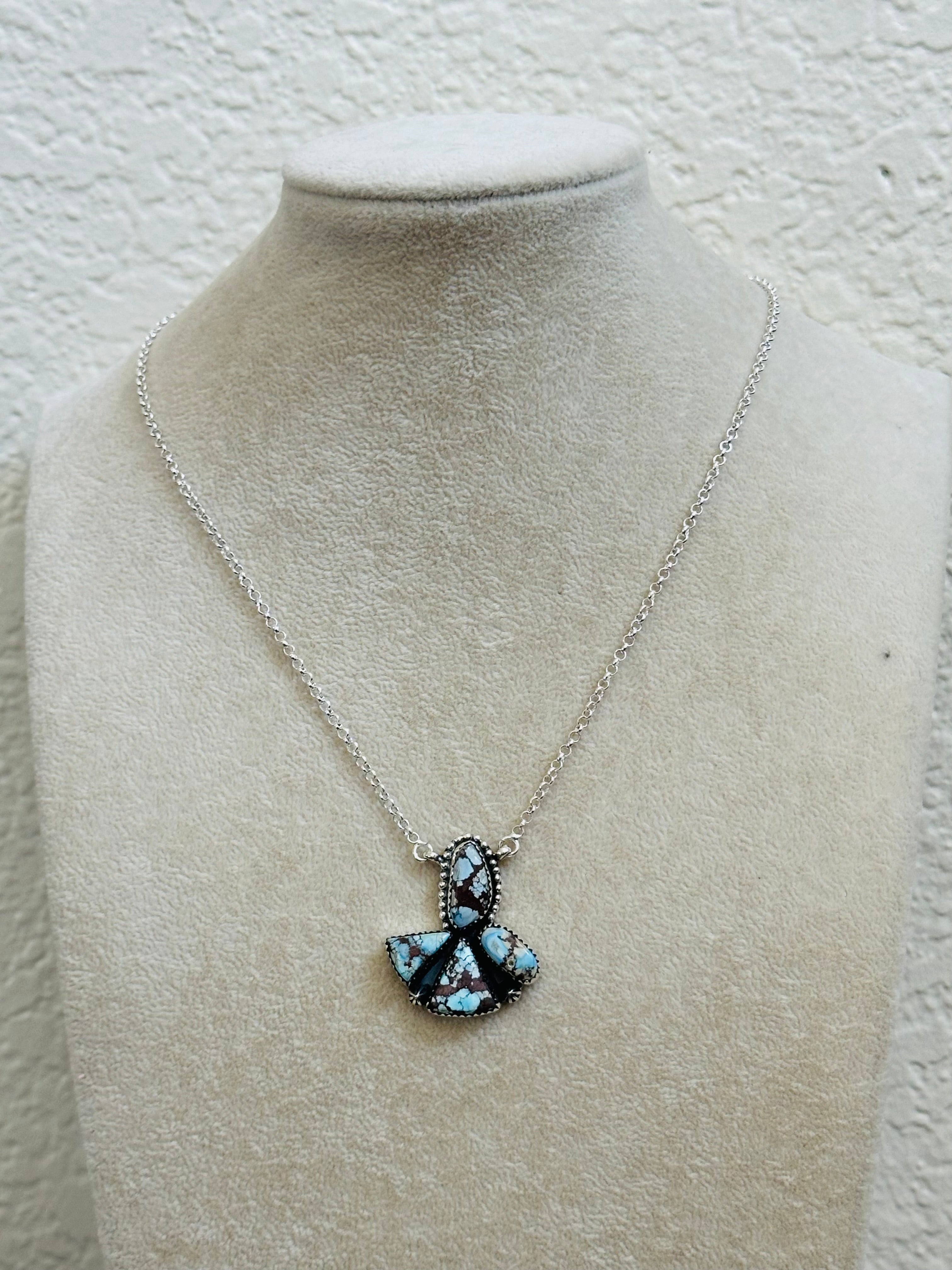 TTD “Blossom” Golden Hills Turquoise & Sterling Silver Cluster Necklace