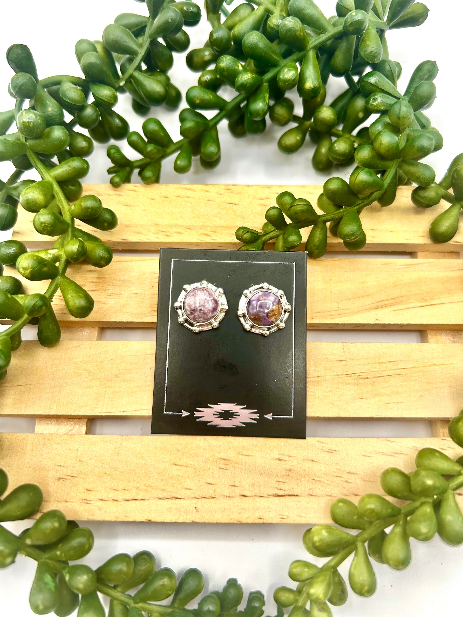 Navajo Made Charlie & Sterling Silver Post Earrings