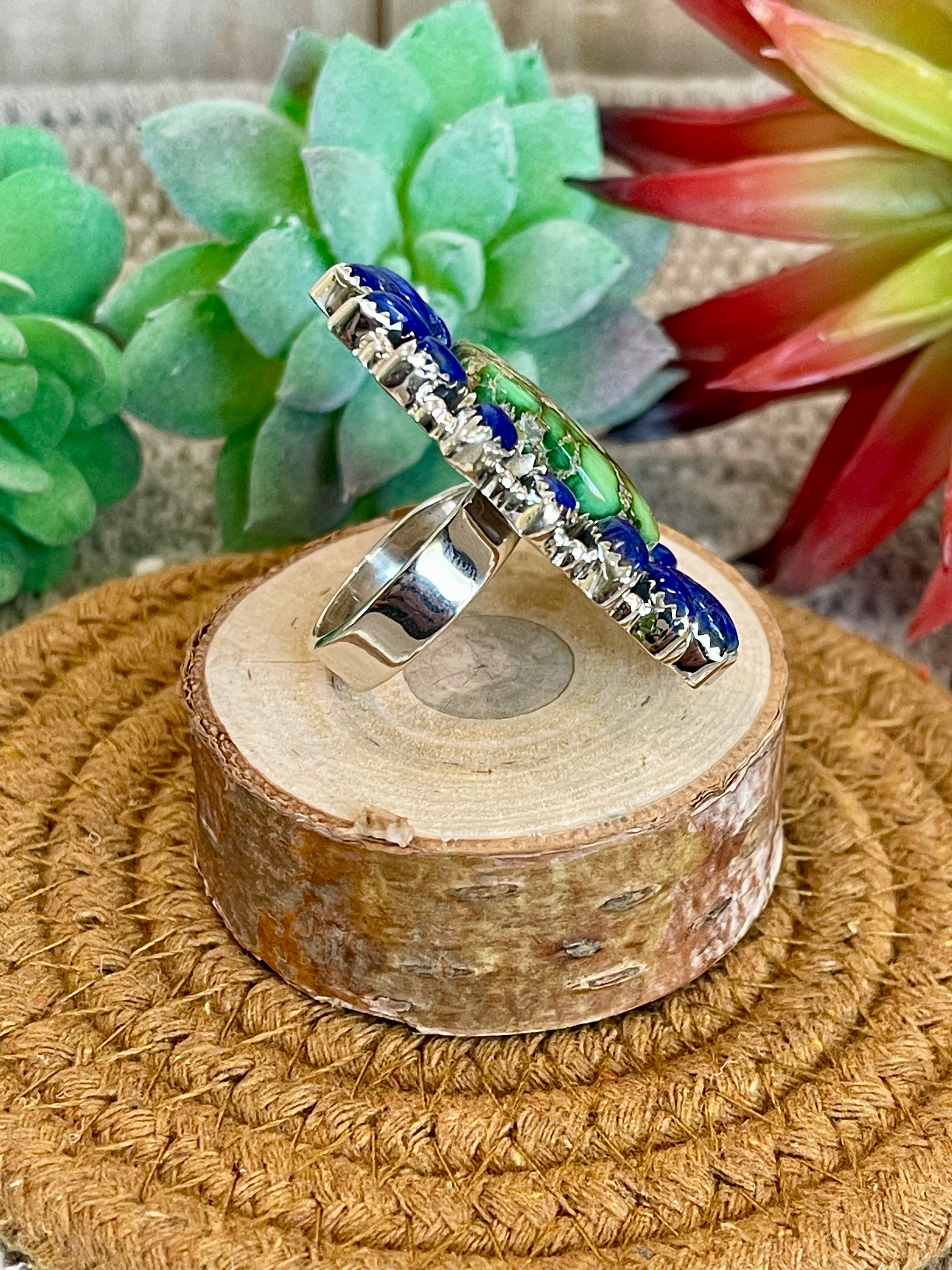 Southwest Handmade Multi Stone & Sterling Silver Adjustable Ring