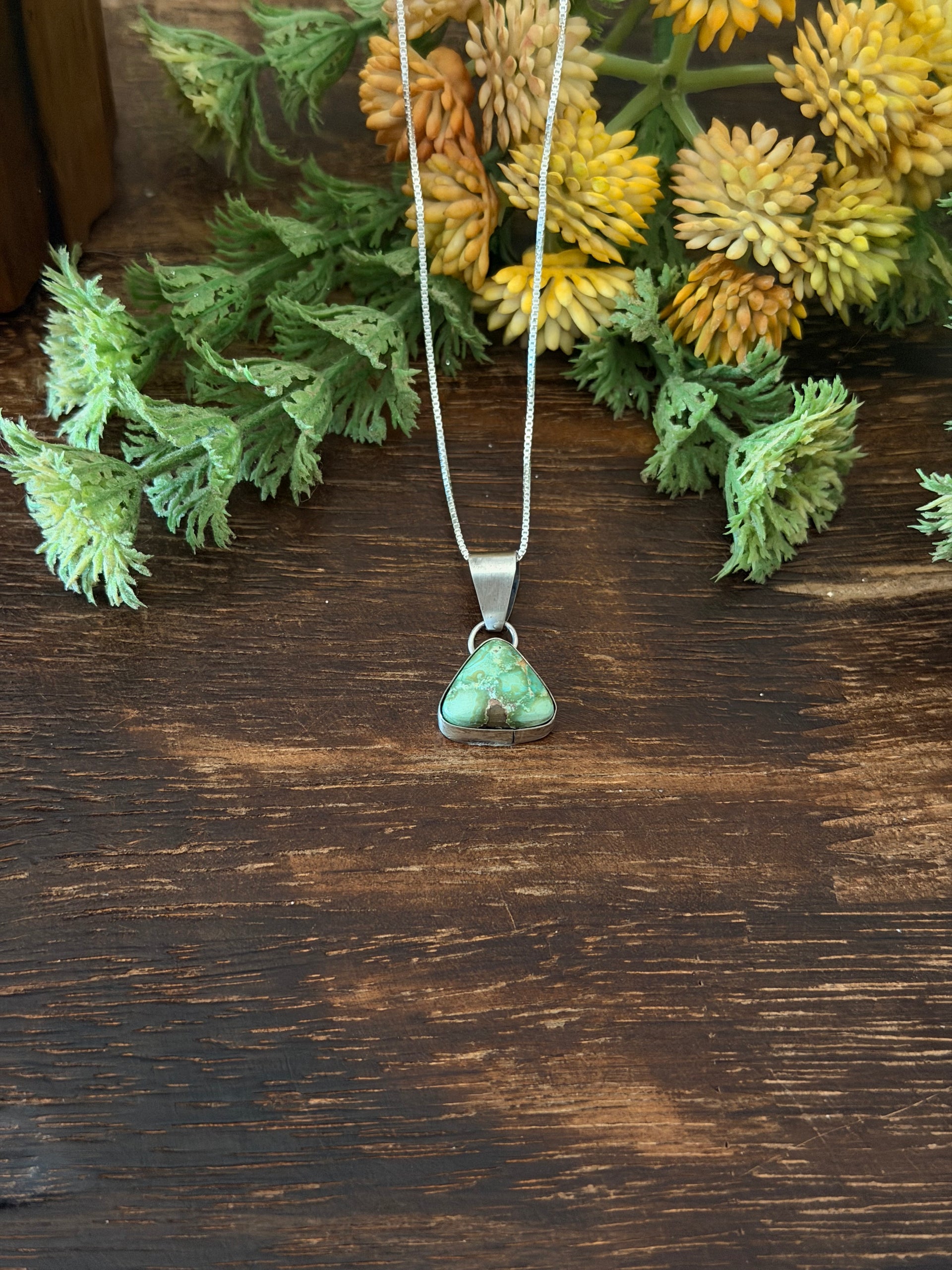 Navajo Made Sonoran Gold Turquoise & Sterling Silver Necklace