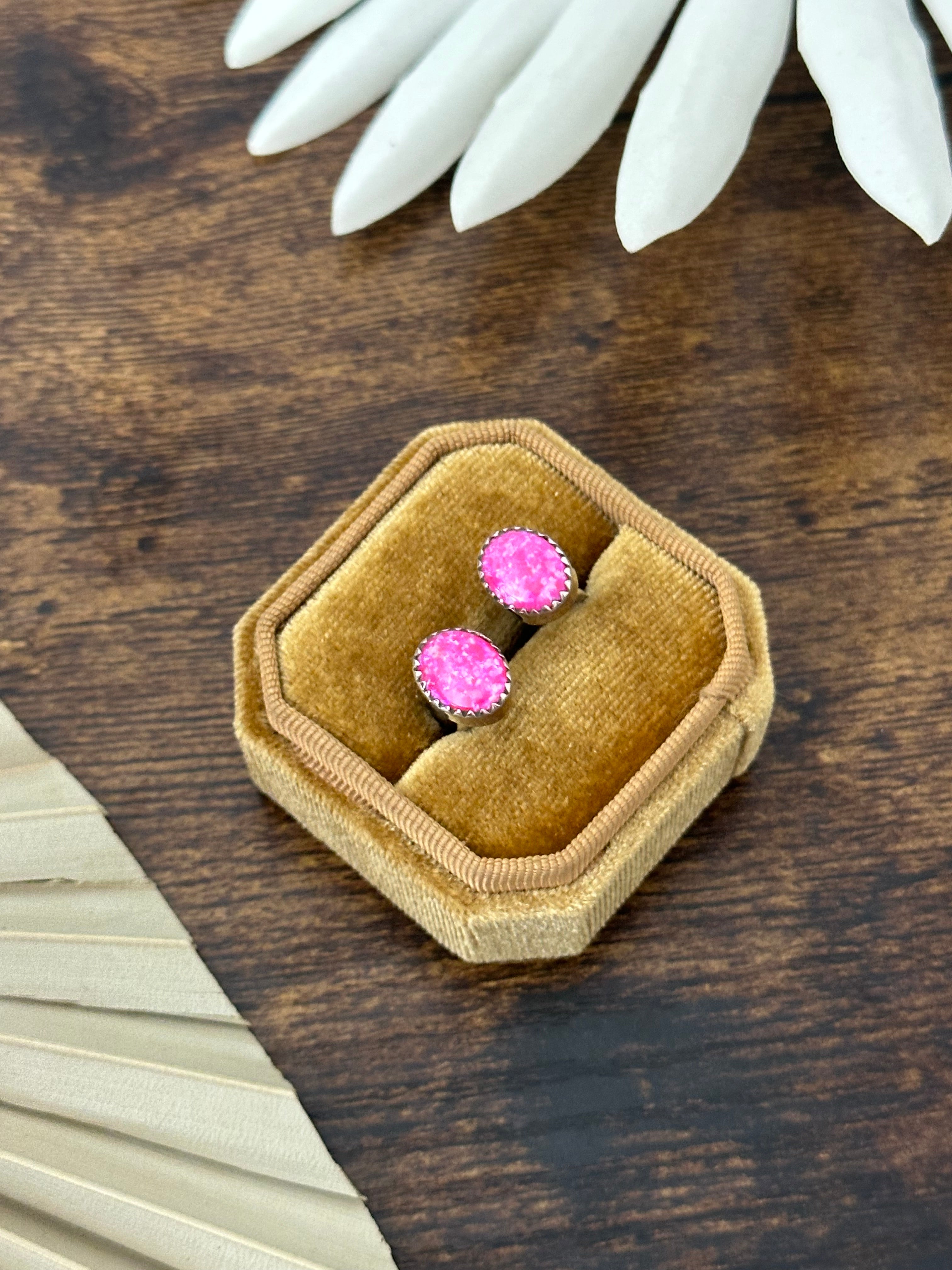 Southwest Handmade Pink Opal & Sterling Silver Adjustable Ring