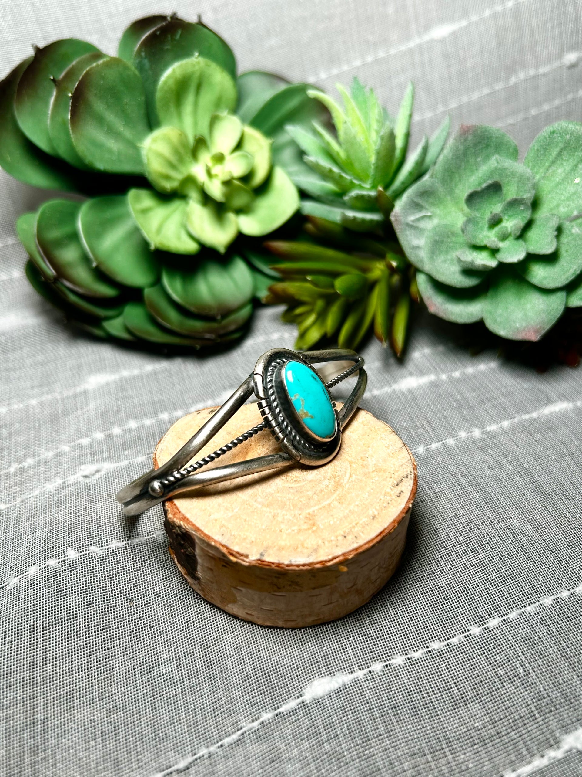 Dave Skeets Kingman Turquoise & Sterling Silver Cluster Cuff Bracelet