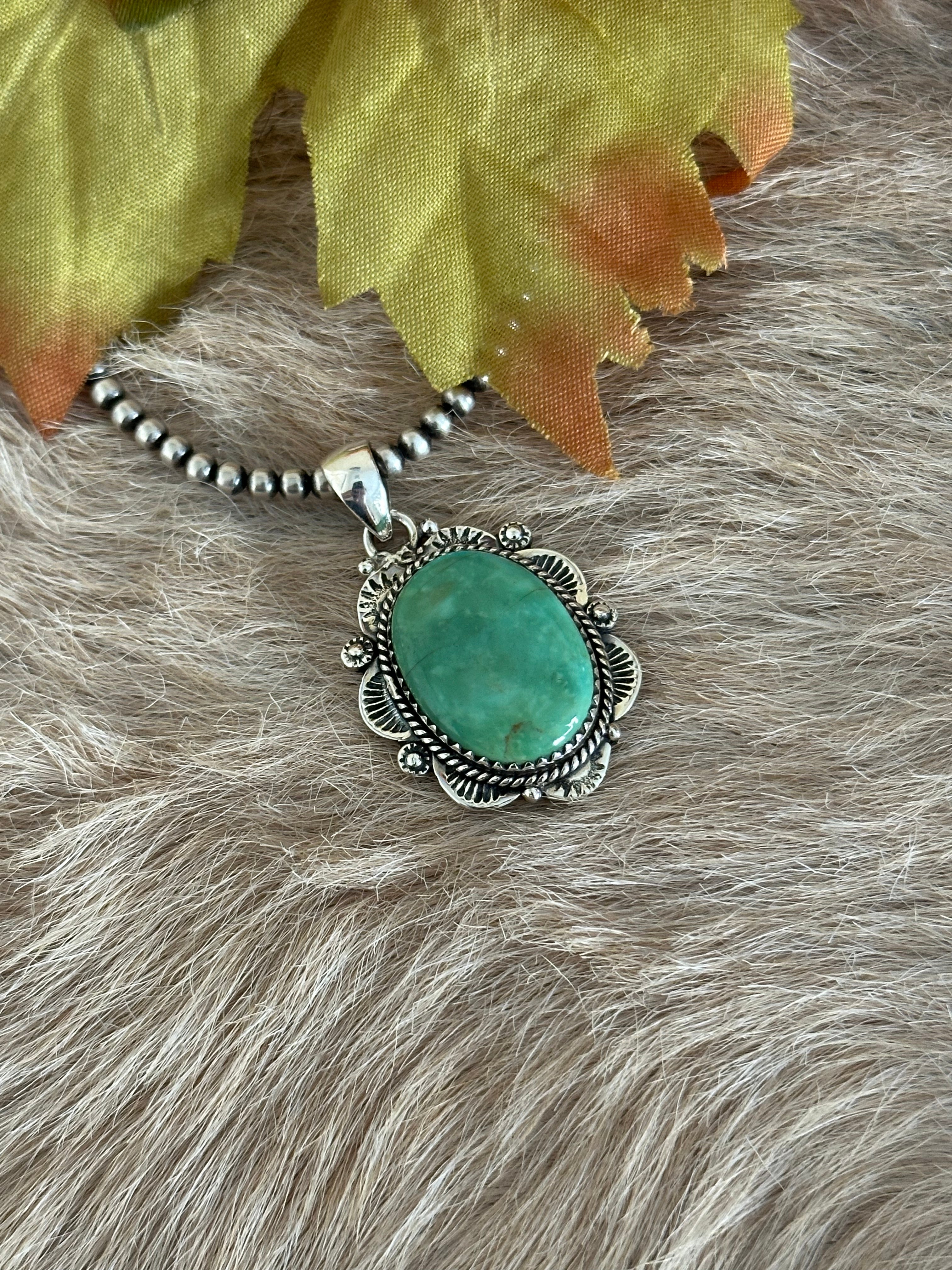 Southwest Handmade Kingman Turquoise & Sterling Silver Pendant