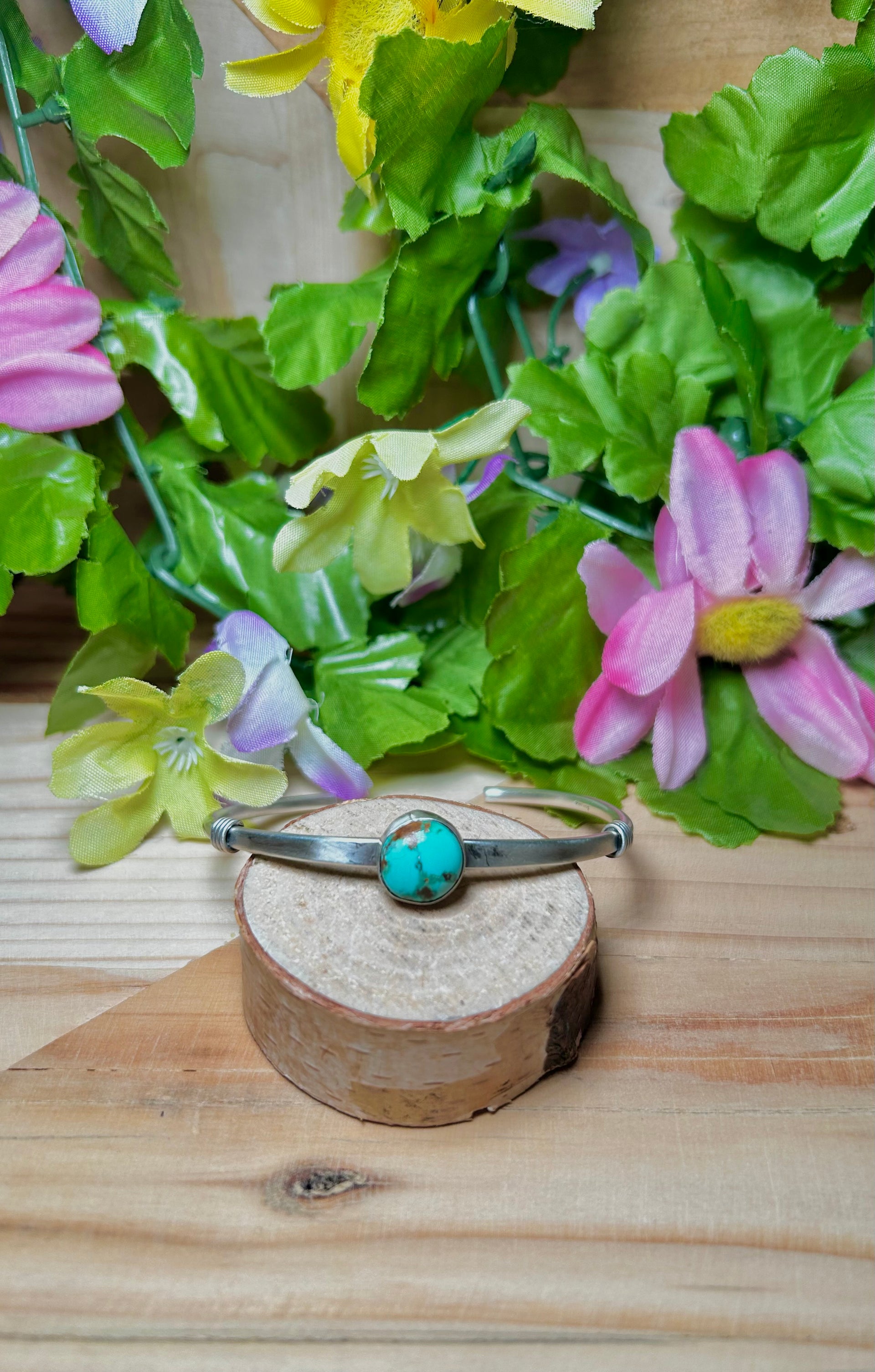 Navajo Made Sonoran Mountain Turquoise & Sterling Silver Cuff Bracelet