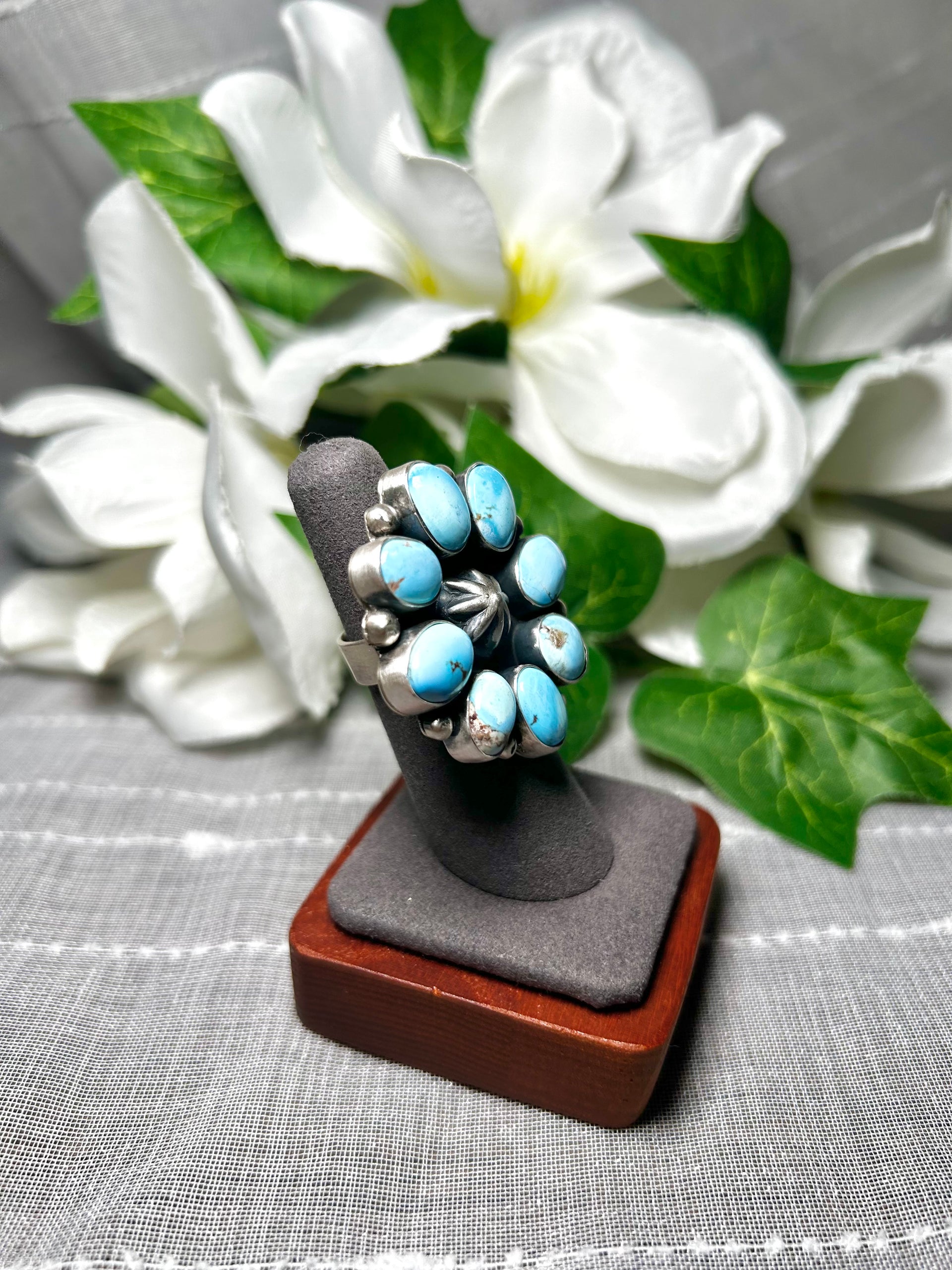 Rena Shelly Golden Hill Turquoise & Sterling Silver Adjustable Ring