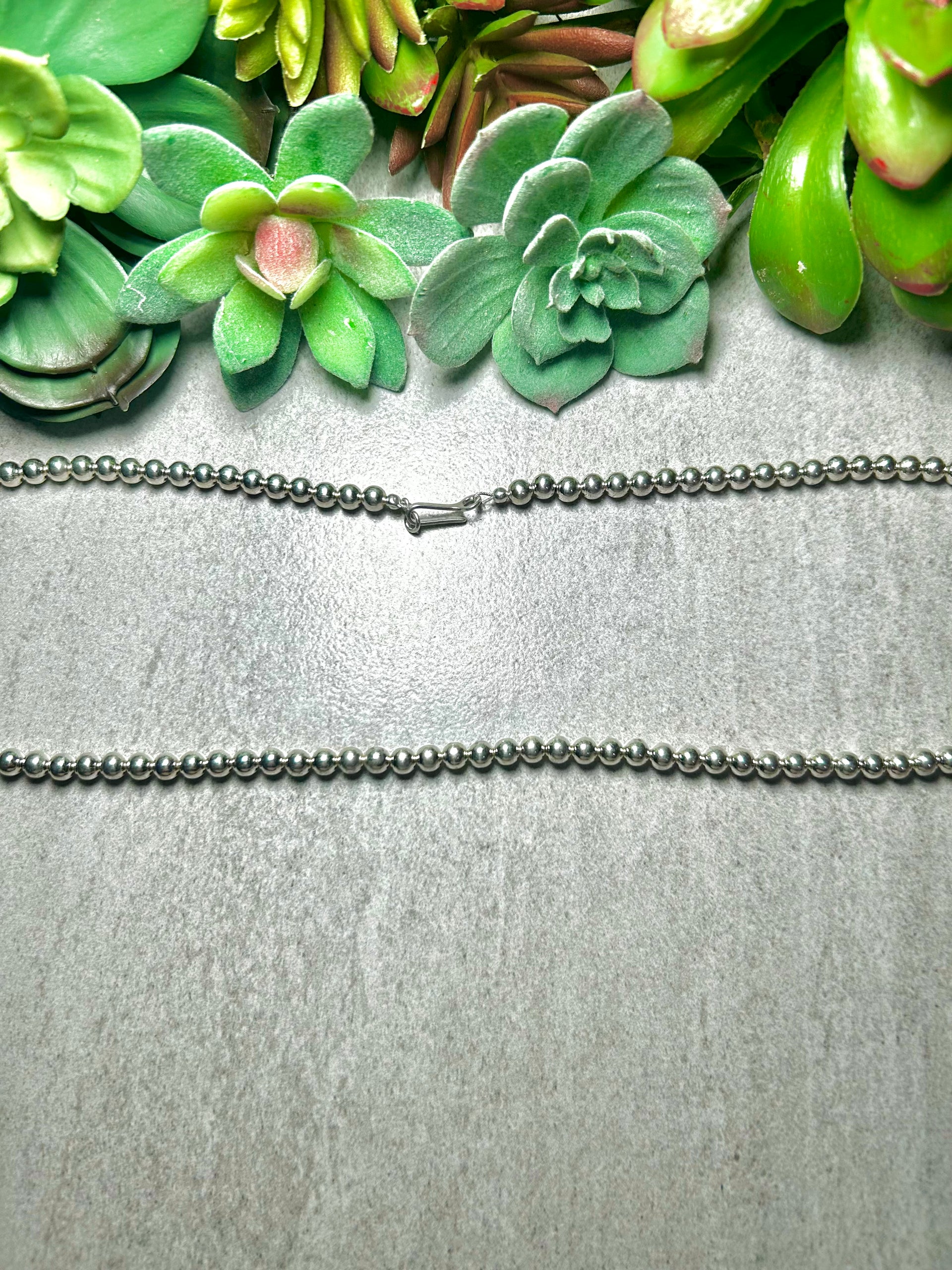 Navajo Made Strung 5 MM Sterling Silver Necklace