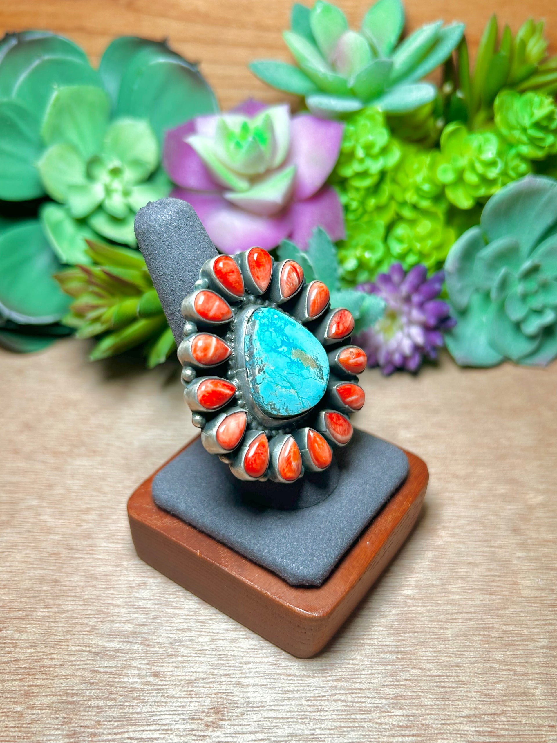 Sheila Becenti Multi Stone & Sterling Silver Adjustable Ring