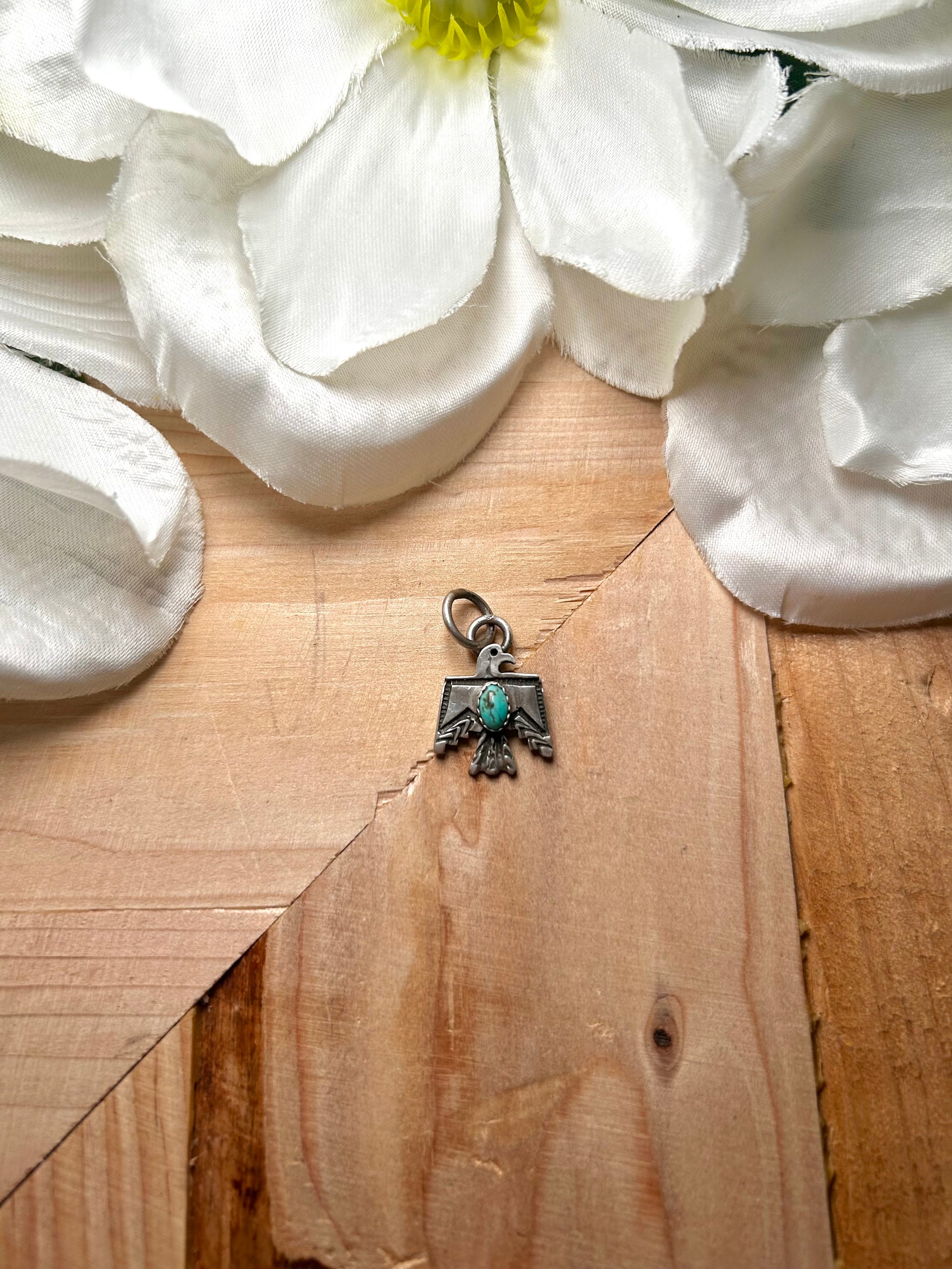 Navajo Made Kingman Turquoise & Sterling Silver Pendant